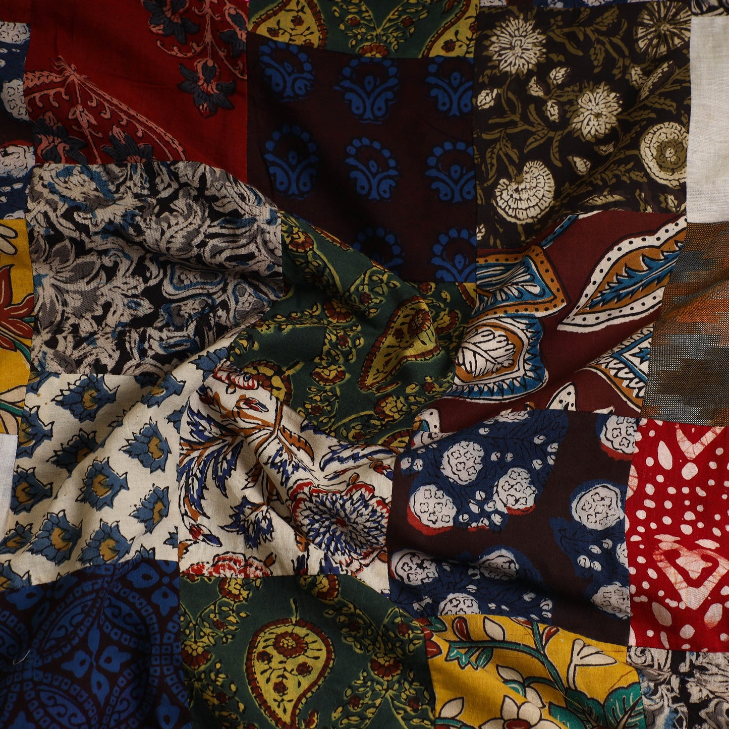 Multicolor - Handcrafted Patchwork Cotton Kurta Material (2.7m) 22