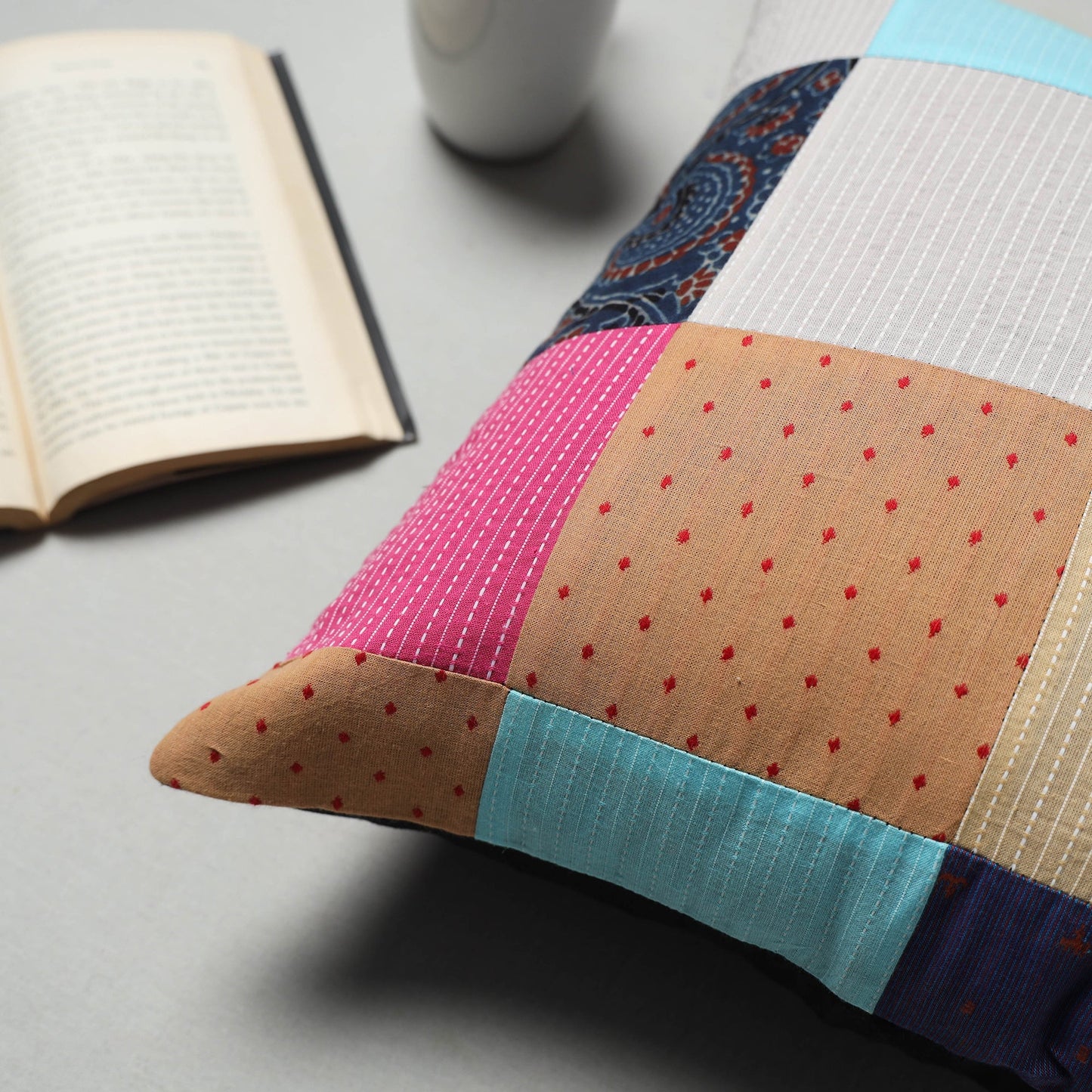 Multicolor - handcrafted patchwork cushion cover 08
