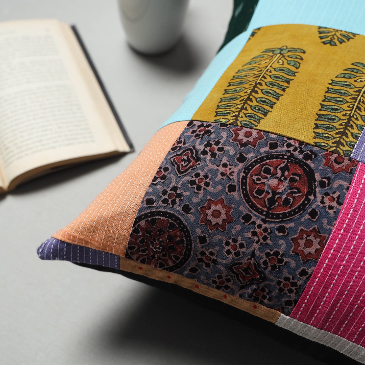 Multicolor - handcrafted patchwork cushion cover 10