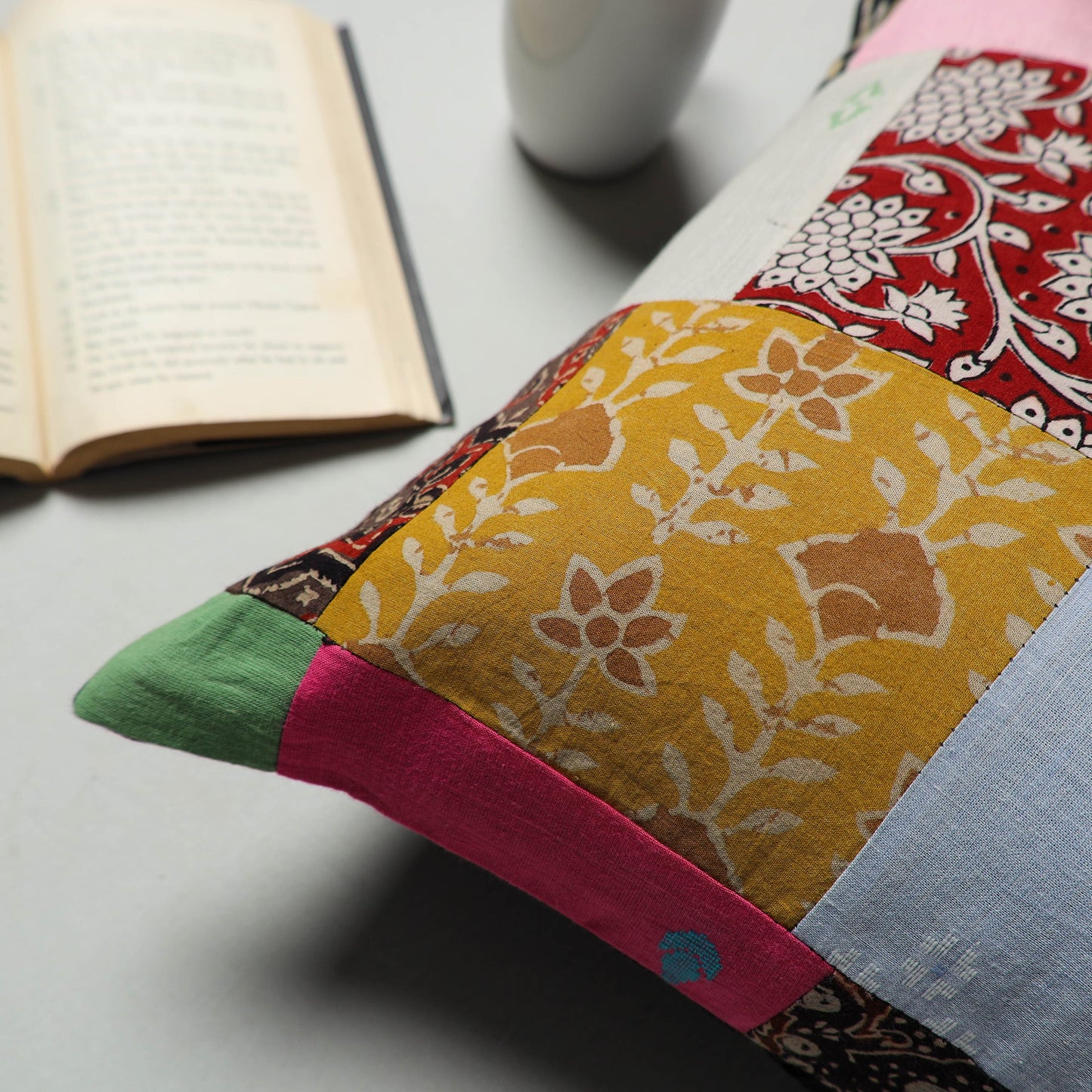 Multicolor ulticolor Handcrafted Patchwork Cushion Cover