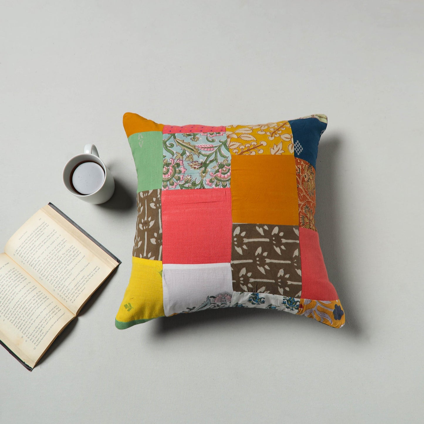 Multicolor Handcrafted Patchwork Cushion Cover