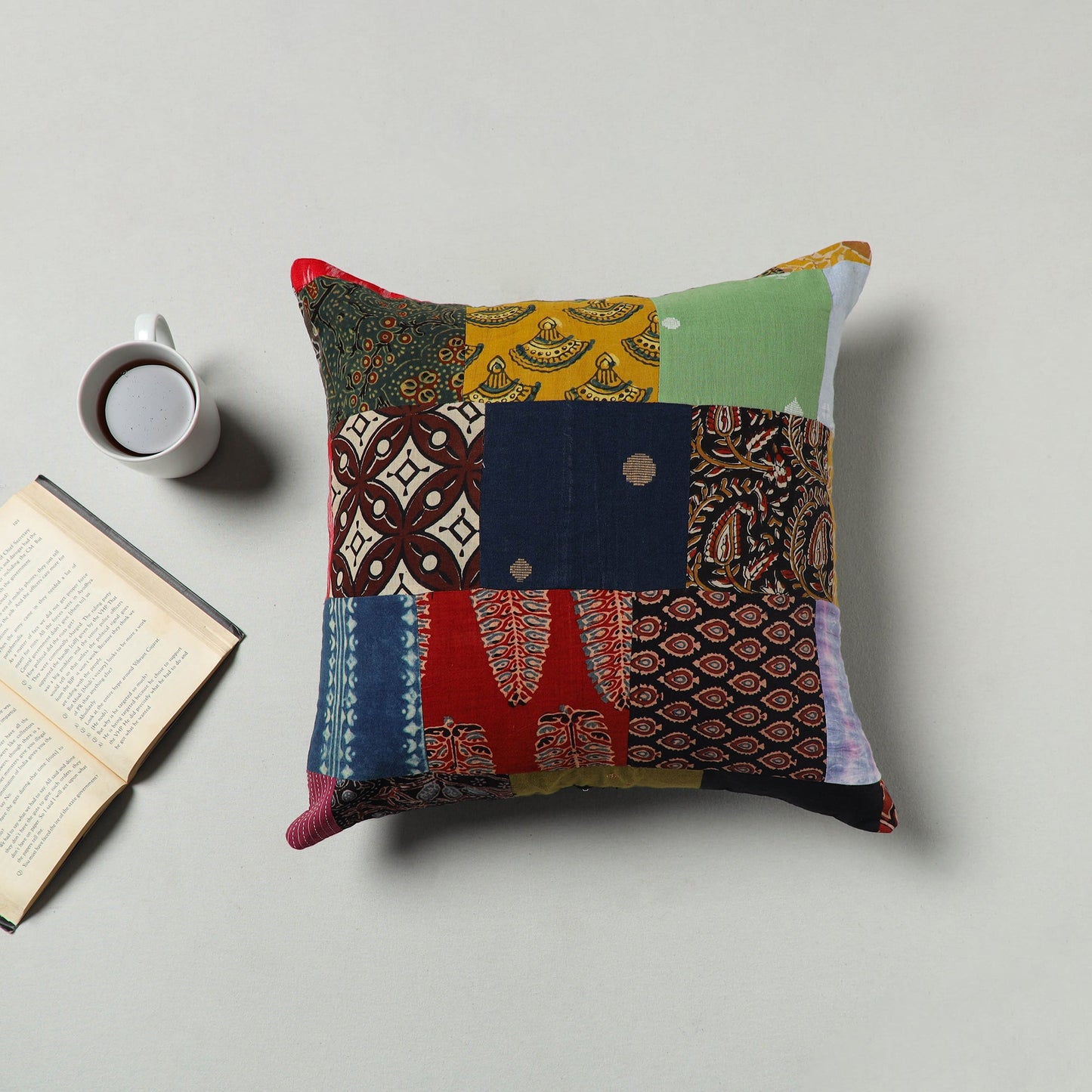 Multicolor Handcrafted Patchwork Cushion Cover
