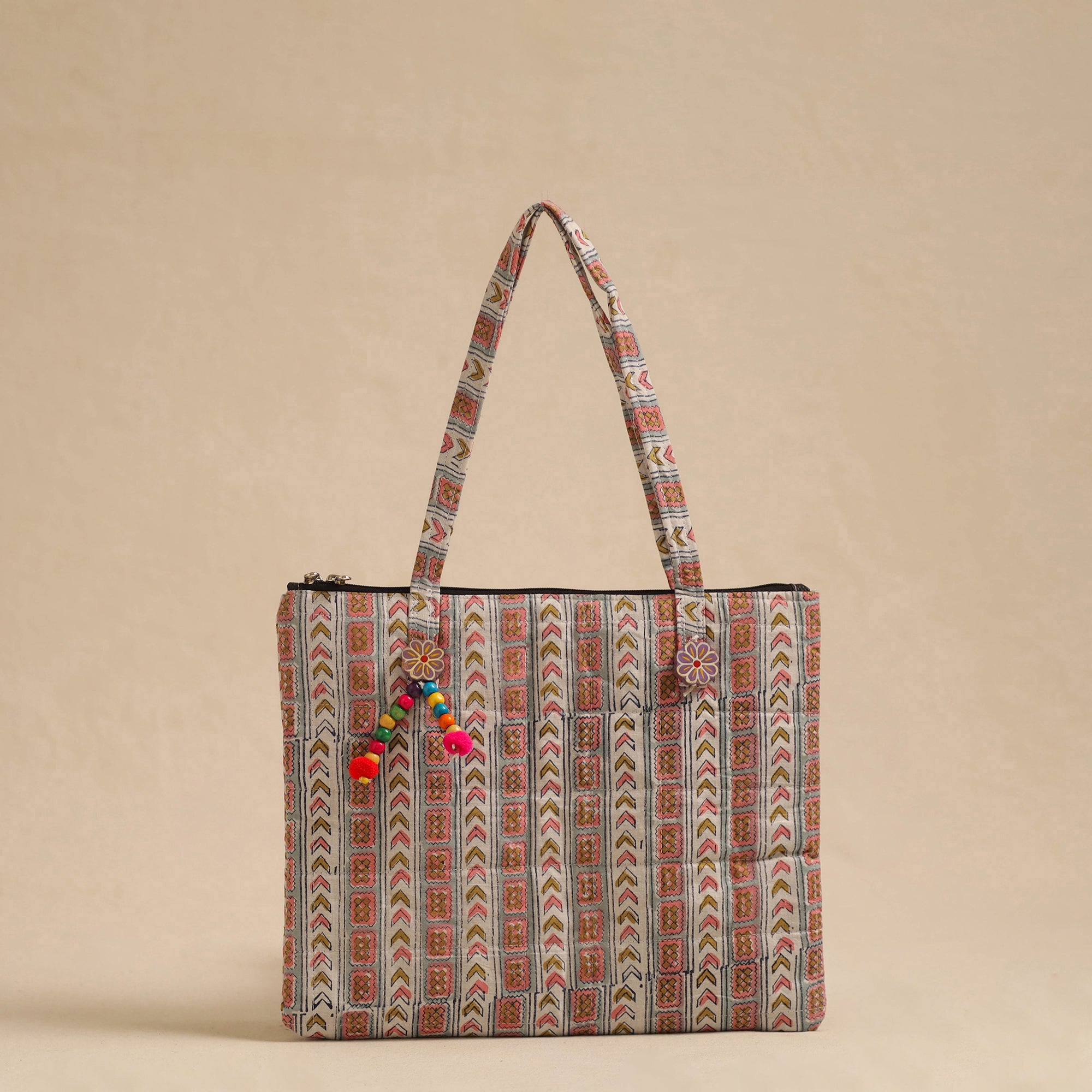 Black - Handcrafted Quilted Cotton Hand Bag  78