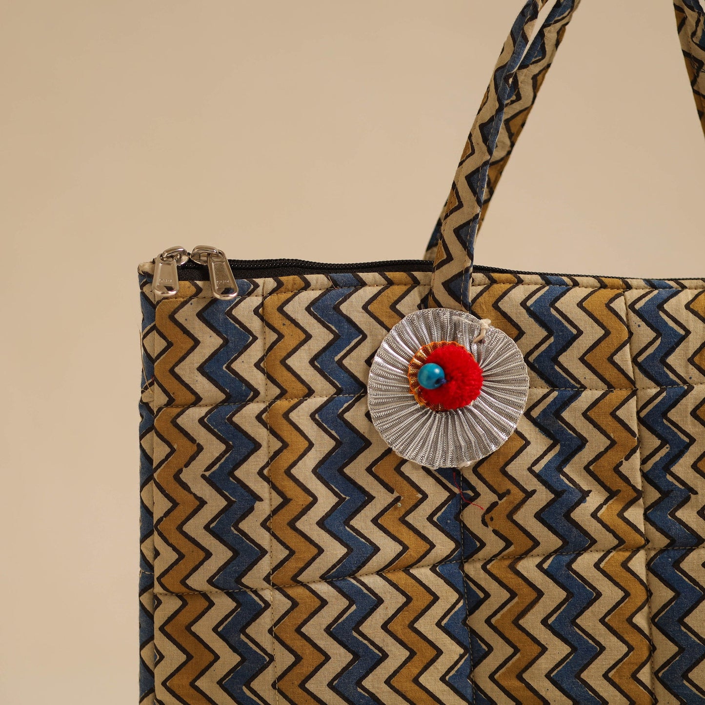 Multicolor Handcrafted Quilted Cotton Hand Bag