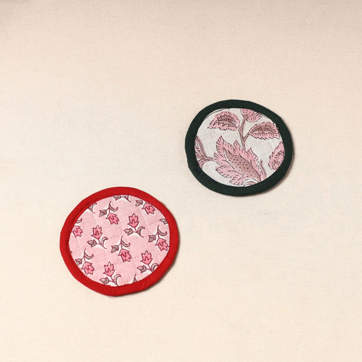 Multicolor Handcrafted Sanganeri Print Coaster (Set of 2)