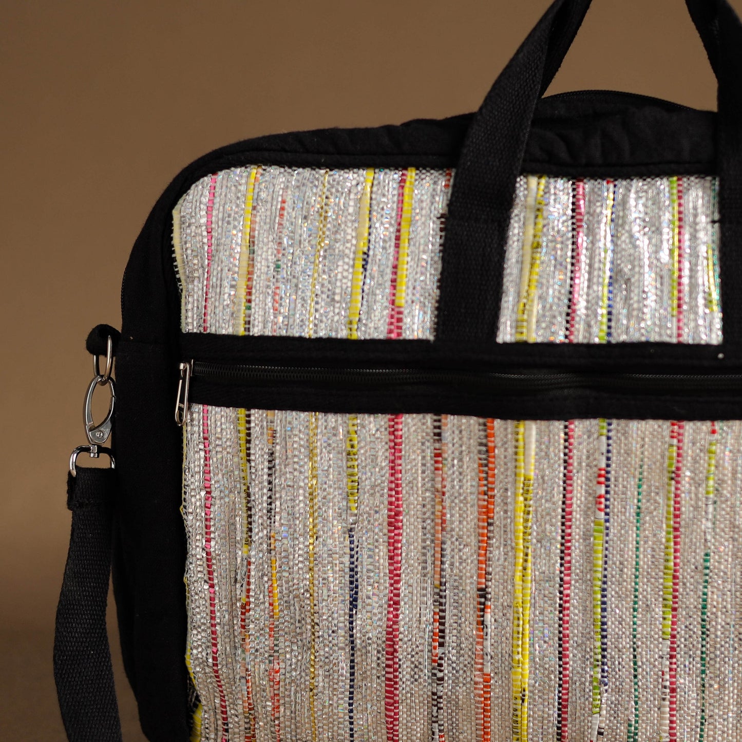 Multicolor Handcrafted Upcycled Woven Laptop Bag