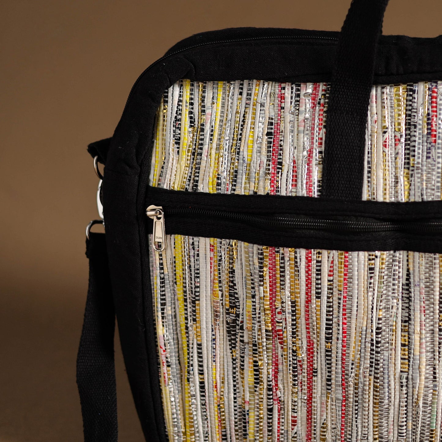 Multicolor Handcrafted Upcycled Woven Laptop Bag
