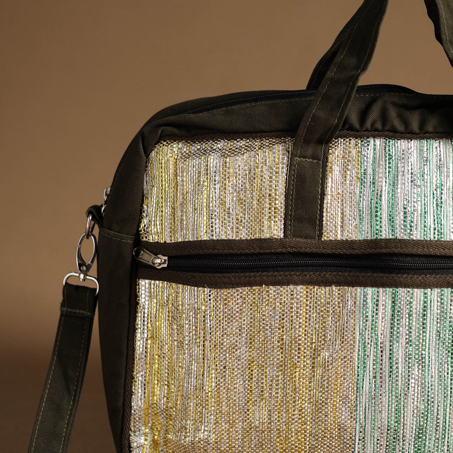Multicolor Handcrafted Upcycled Woven Laptop Bag