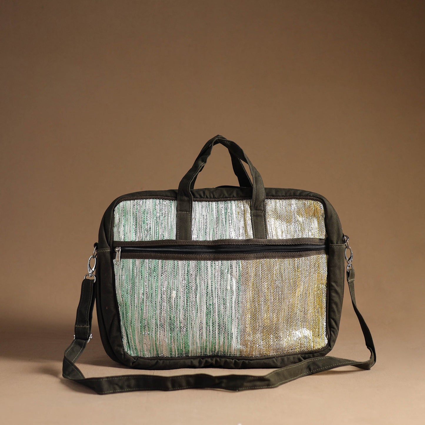 Multicolor Handcrafted Upcycled Woven Laptop Bag