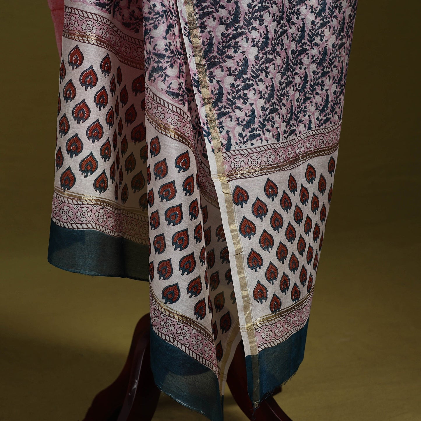 Multicolor - handloom chanderi silk hand sanganeri dupatta
