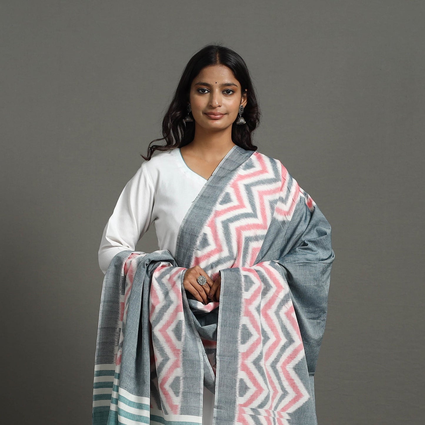 Multicolor Handloom Cotton Maniabandha Ikat Dupatta