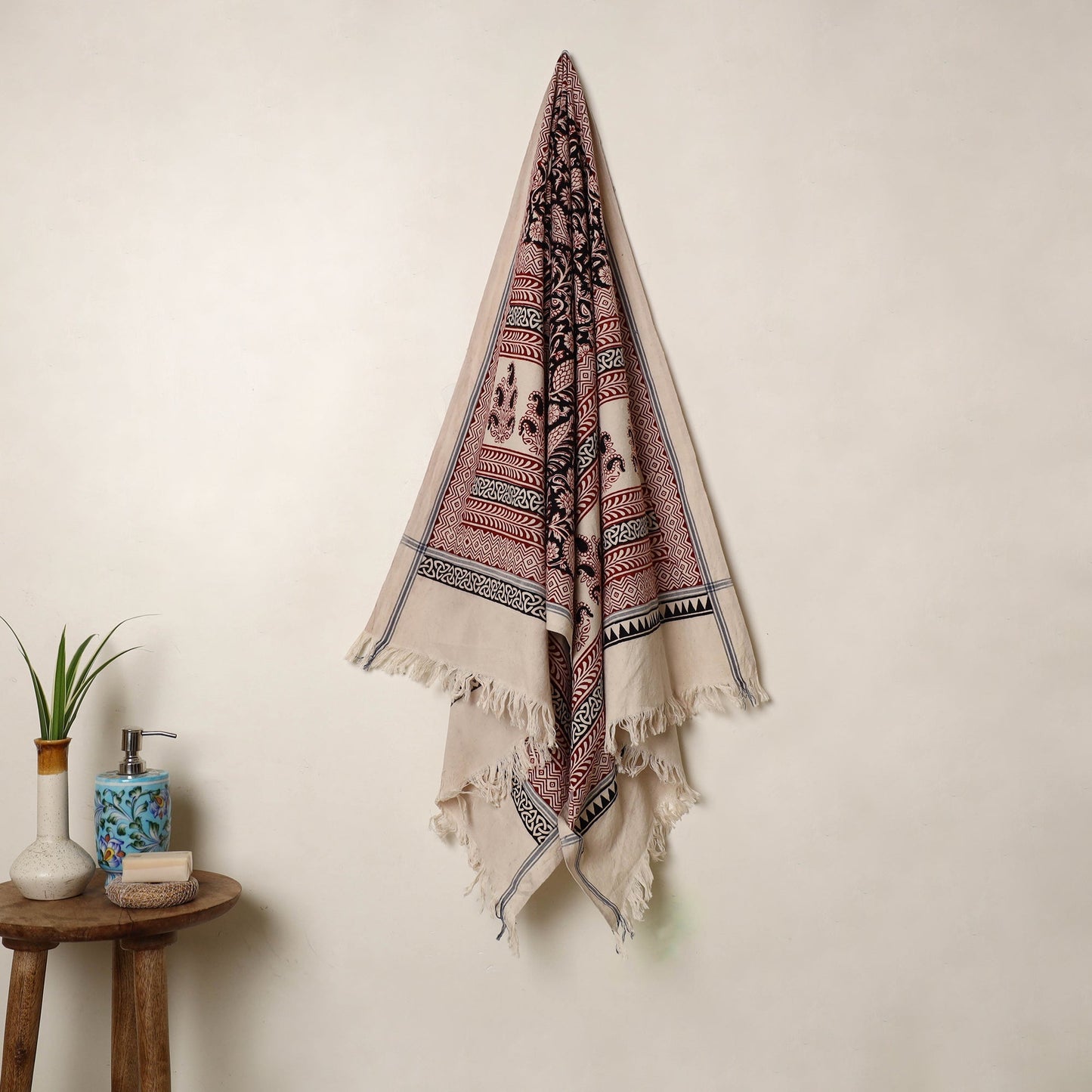 Multicolor Handloom Cotton Bagh Print Towel