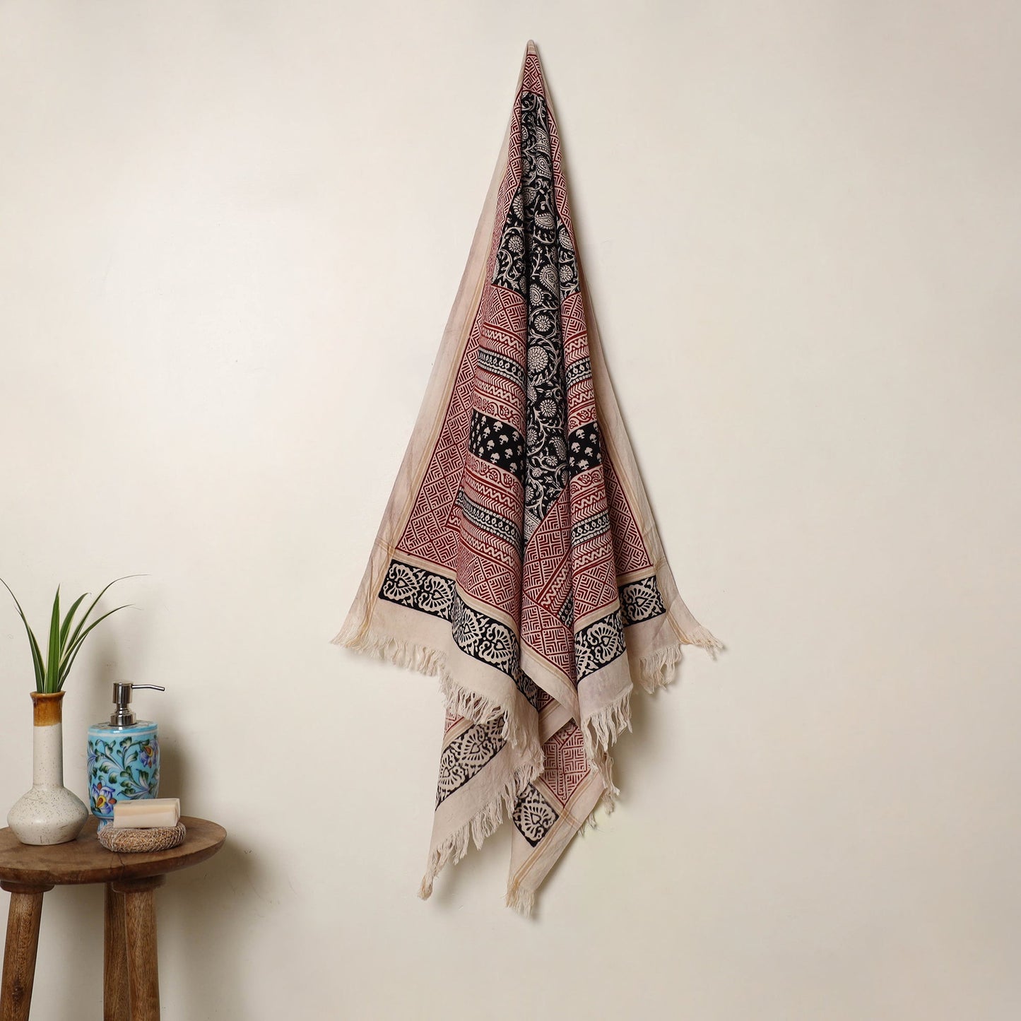 Multicolor Handloom Cotton Bagh Print Towel