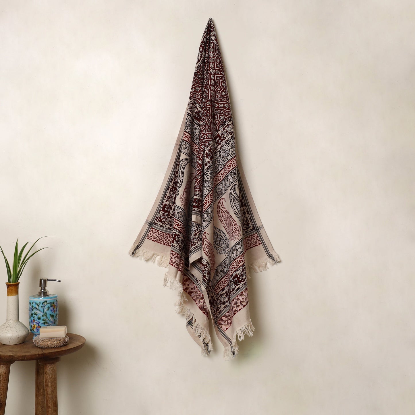 Multicolor Handloom Cotton Bagh Print Towel