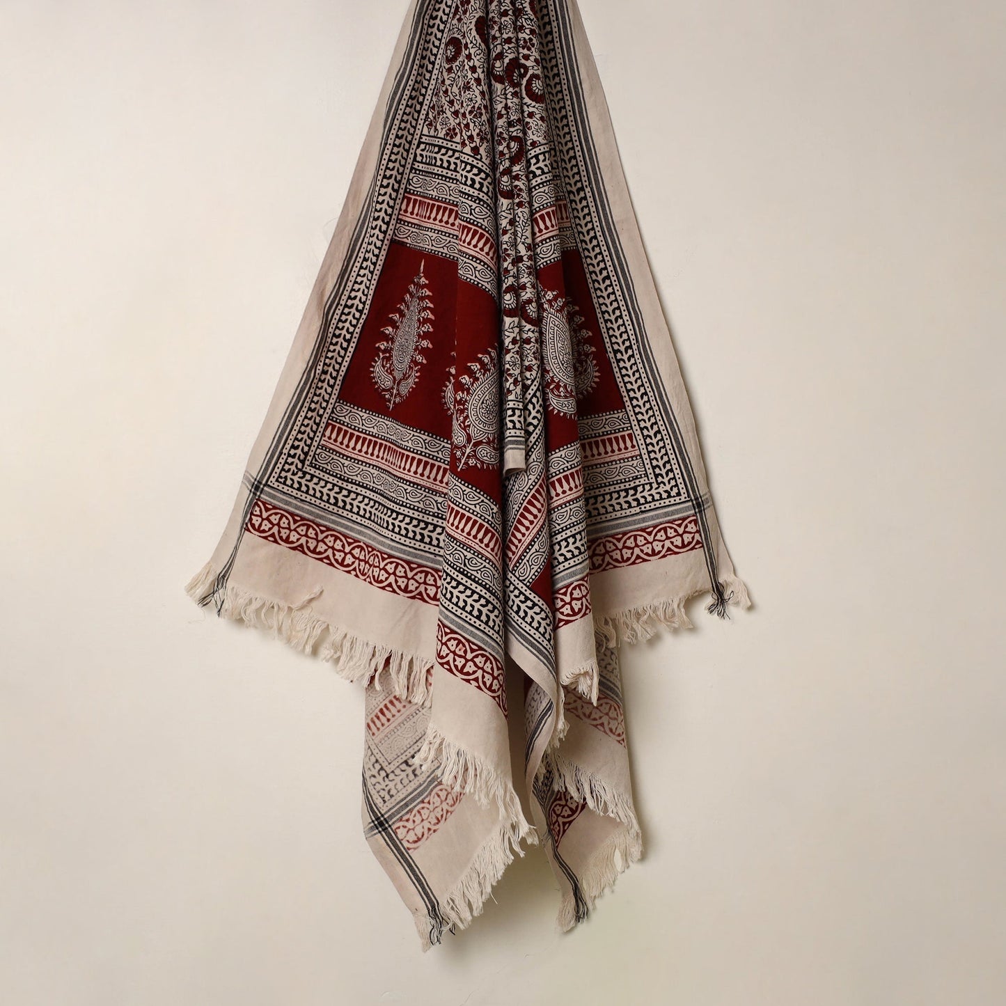Buy Black Handloom Cotton Bagh Print Towel