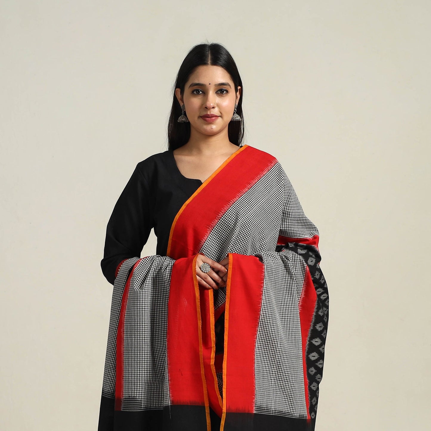 Multicolor - Handloom Cotton Pochampally Double Ikat Dupatta 14