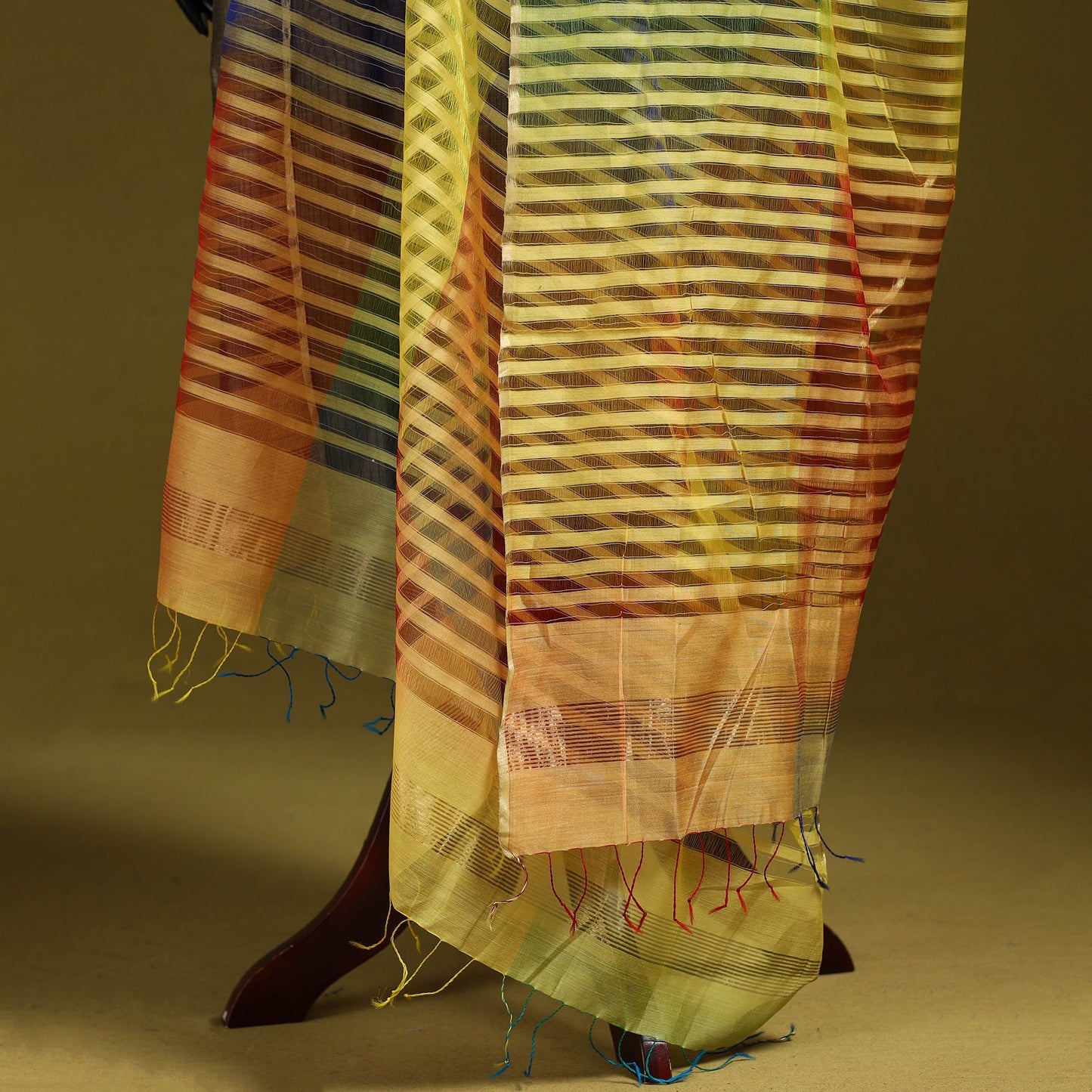 Handloom silk cotton missing weave stripes maheshwari