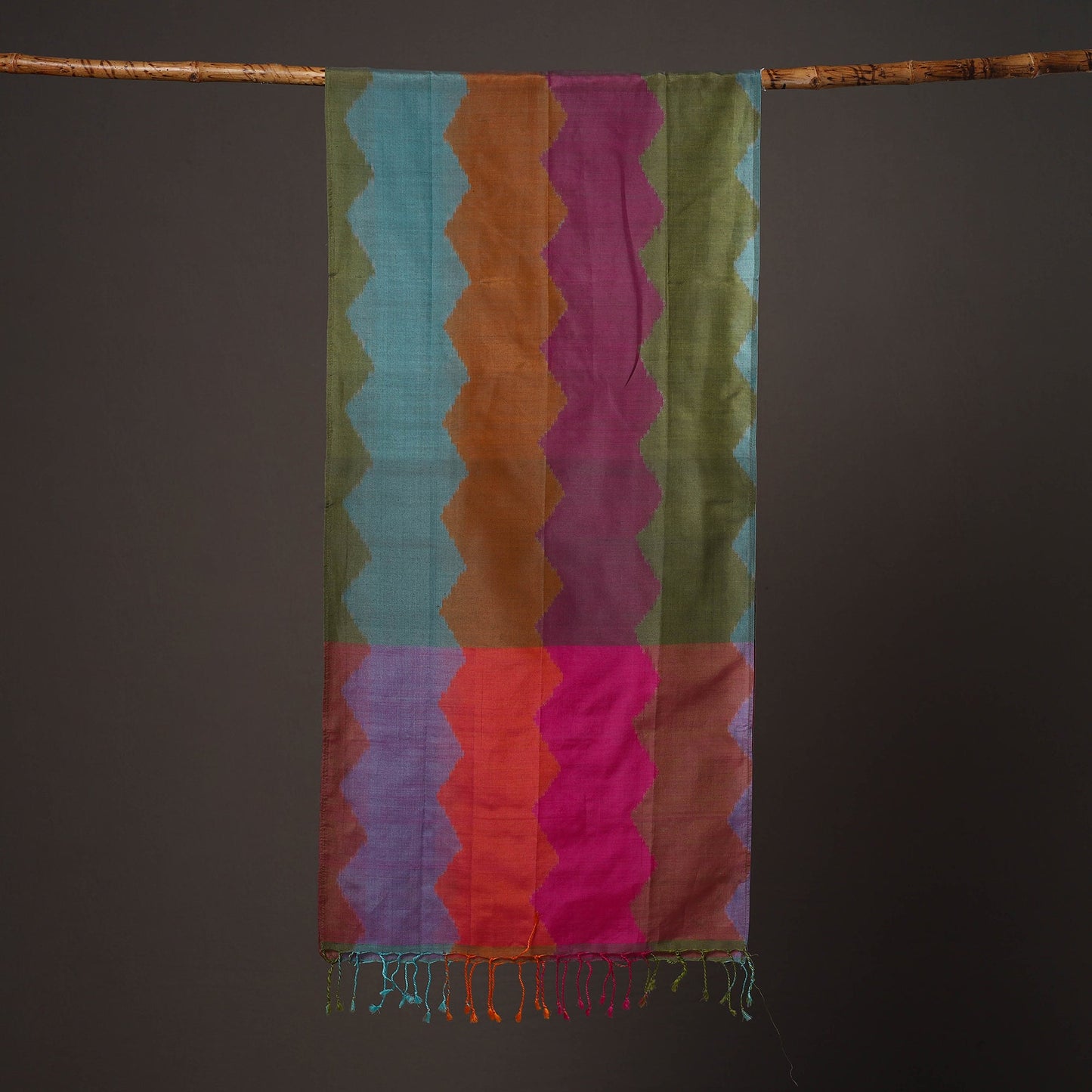 Multicolor - handloom silk cotton pochampally ikat stole 09