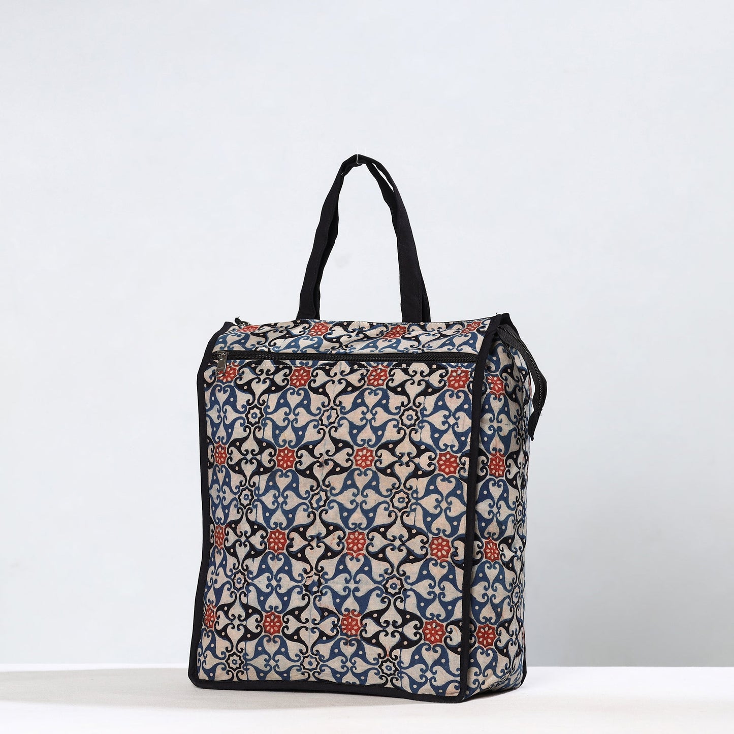 Multicolor Handmade Ajrakh Block Printed Cotton Shopping Bag 01