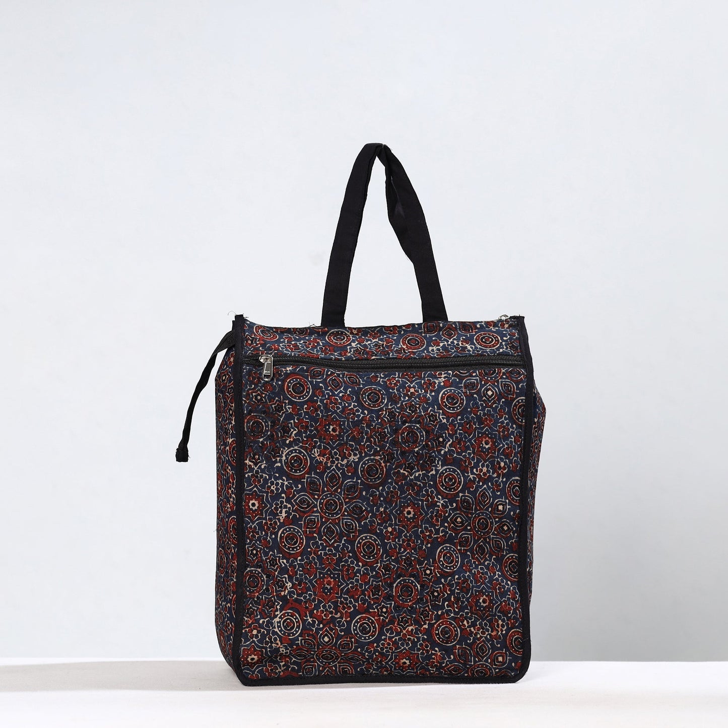 Multicoolor Handmade Ajrakh Block Printed Cotton Shopping Bag 01