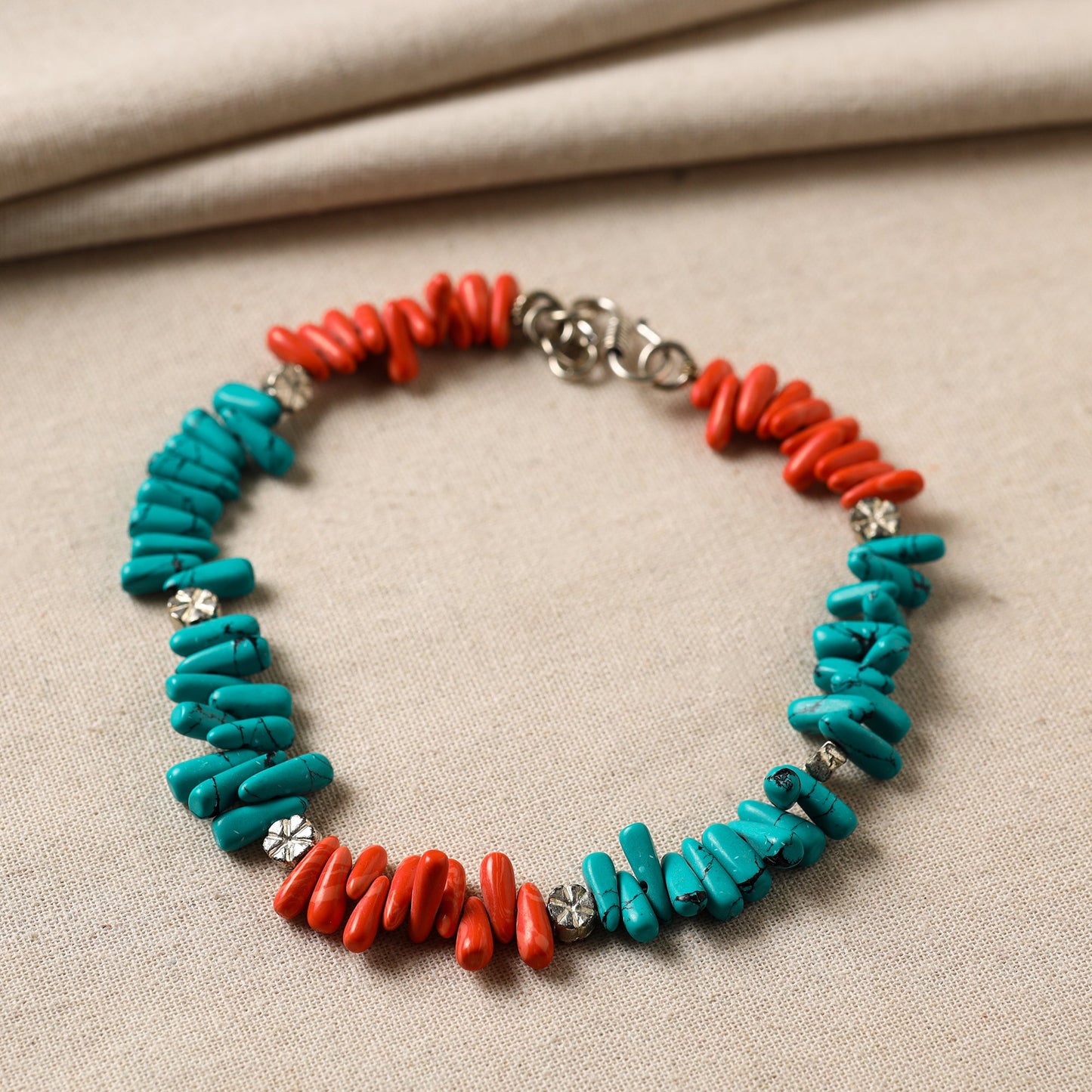 Multicolor - handmade beads & metal anklet 01 - handcrafted