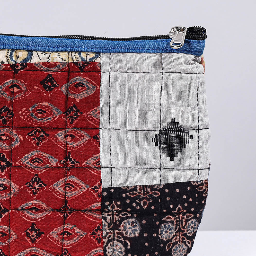Handmade Cotton Fabric Quilted Patchwork Utility Pouch