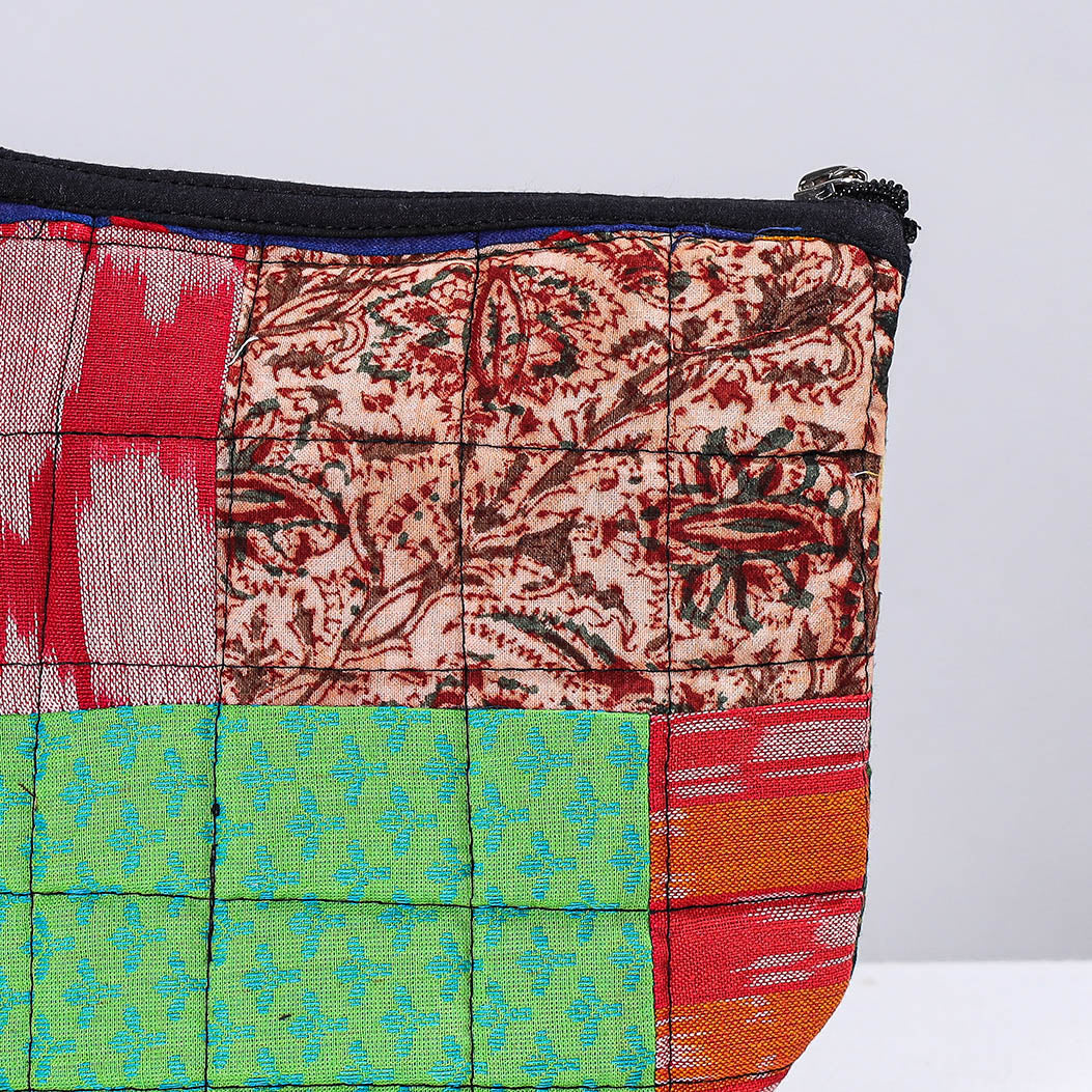 Handmade Cotton Fabric Quilted Patchwork Utility Pouch