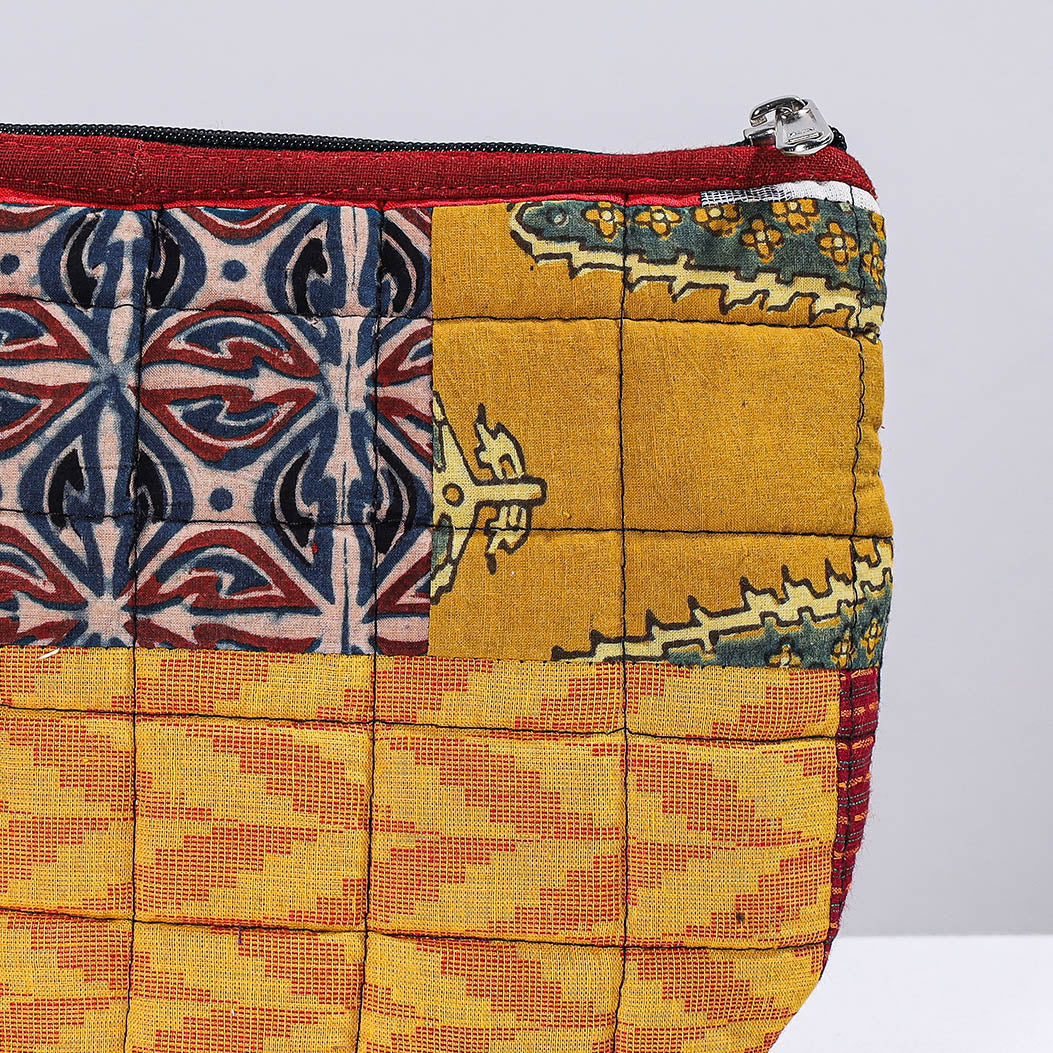 Handmade Cotton Fabric Quilted Patchwork Utility Pouch