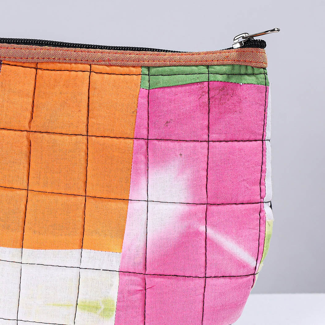 Handmade Cotton Fabric Quilted Patchwork Utility Pouch