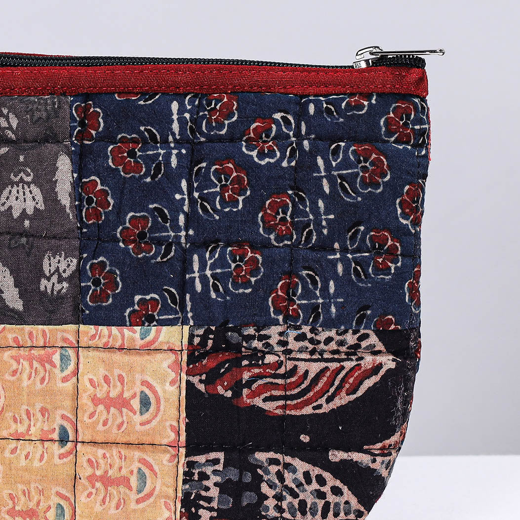 Handmade Cotton Fabric Quilted Patchwork Utility Pouch