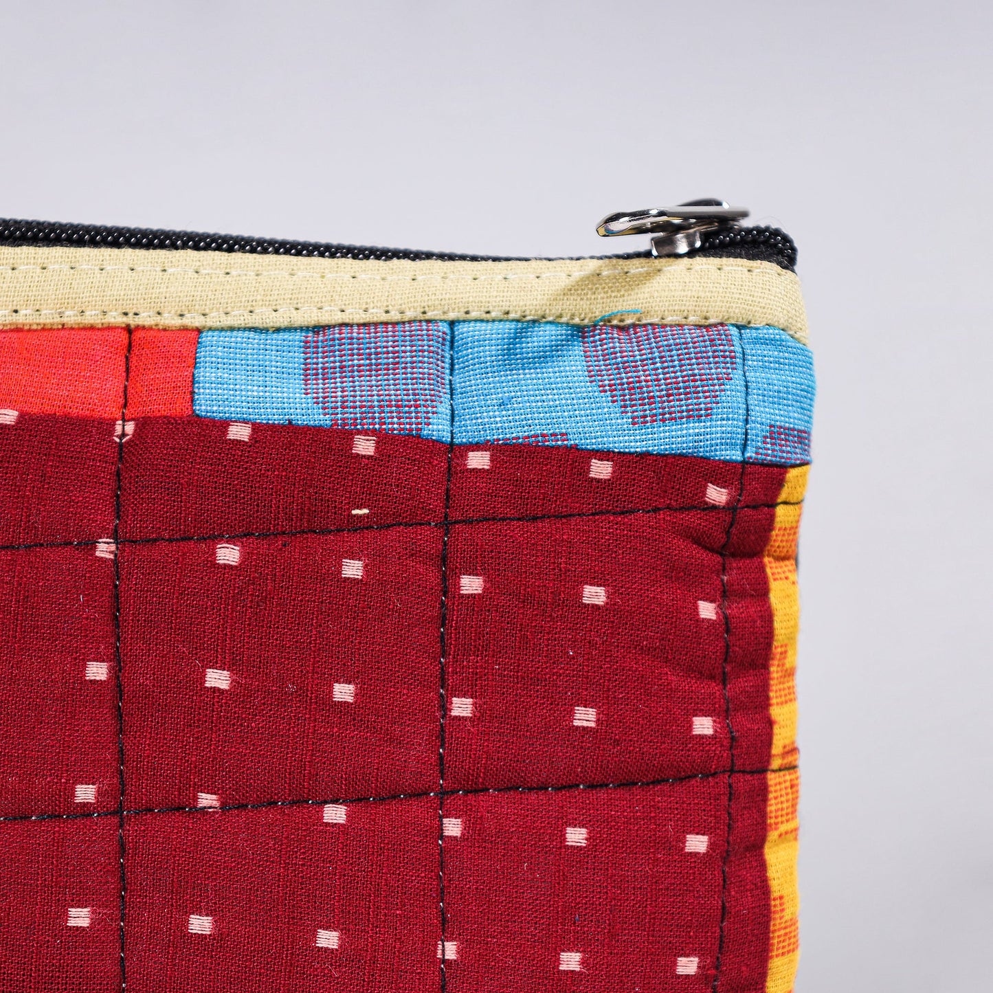Handmade Cotton Fabric Quilted Patchwork Utility Pouch