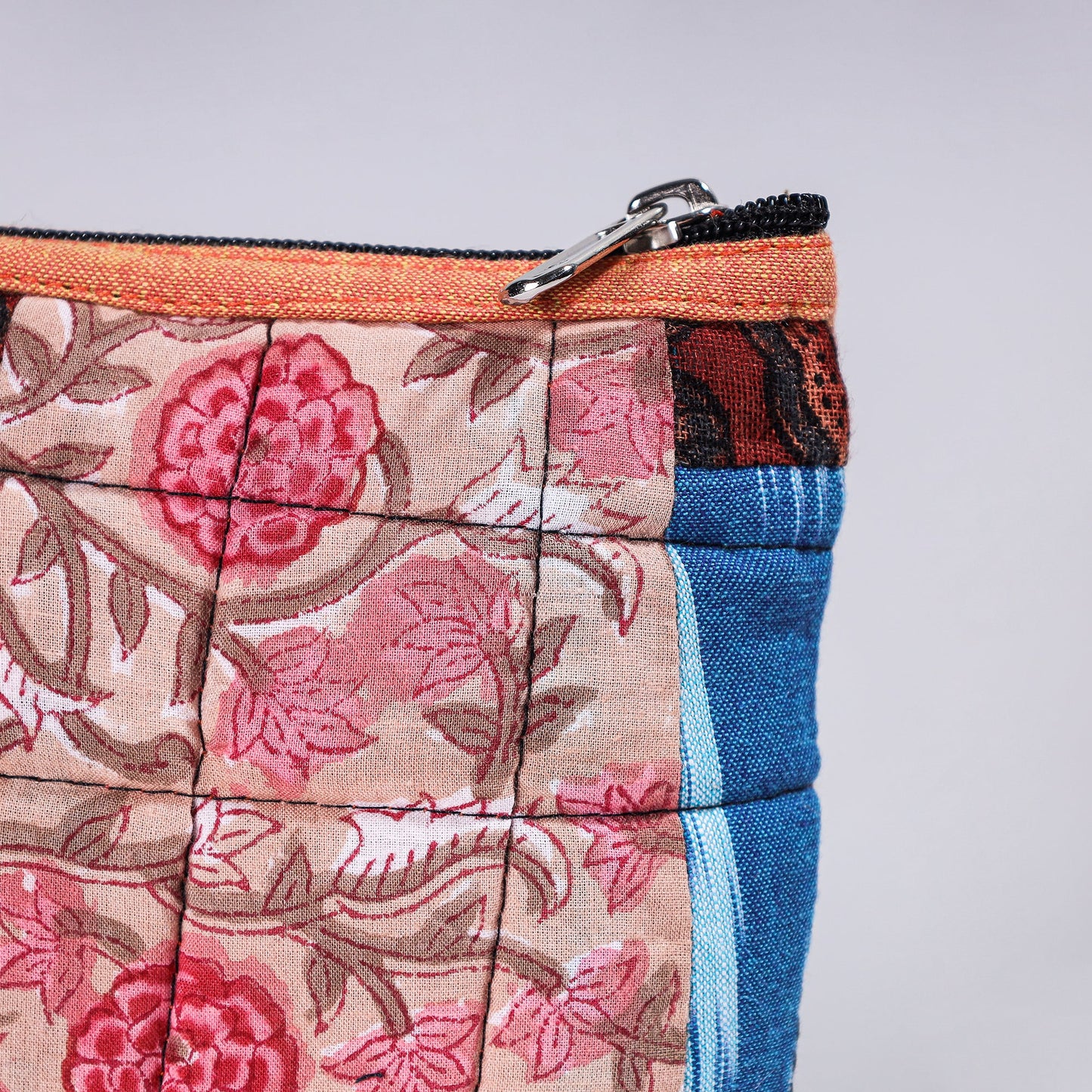 Handmade Cotton Fabric Quilted Patchwork Utility Pouch