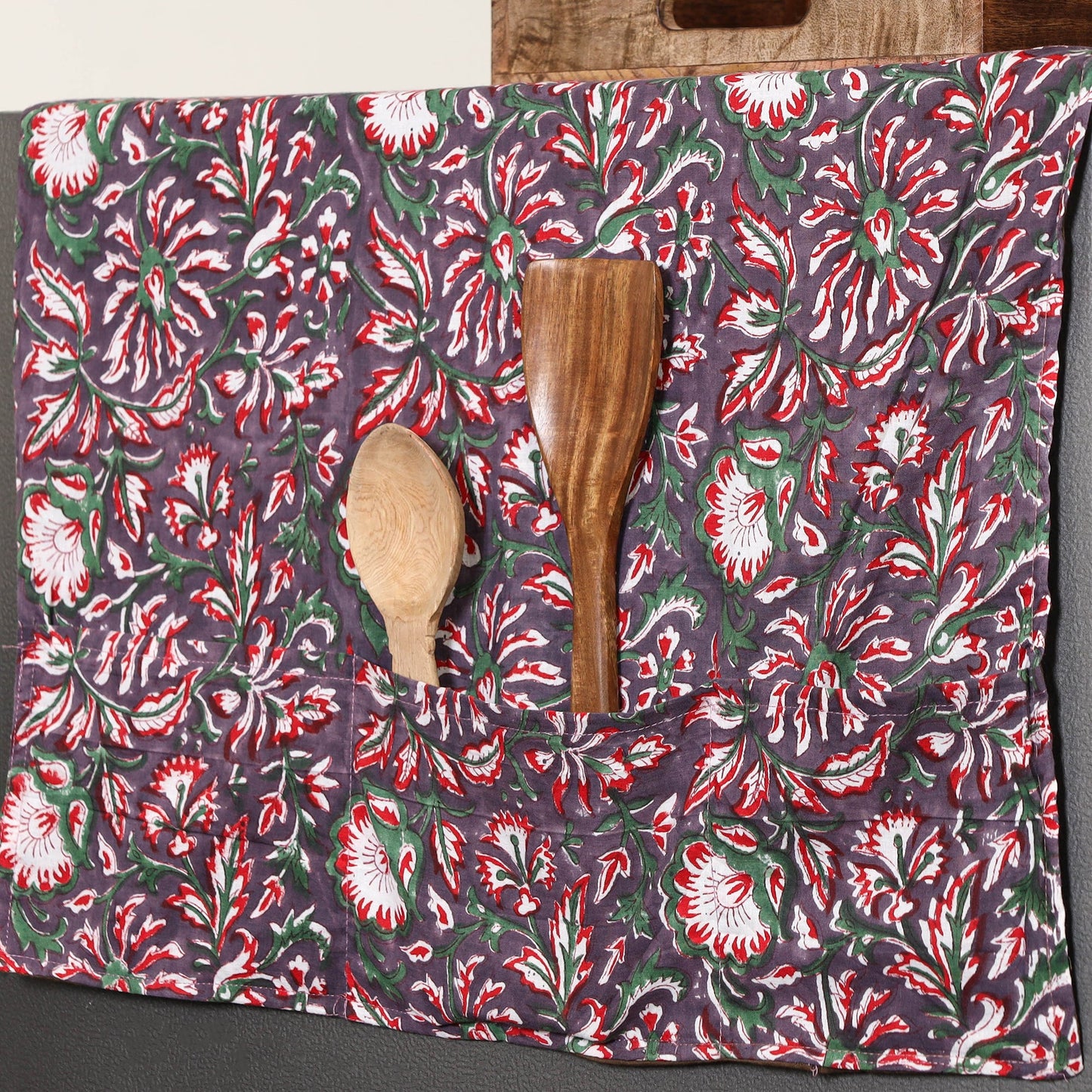 Multicolor Handmade Cotton Fridge Top Cover with Pockets