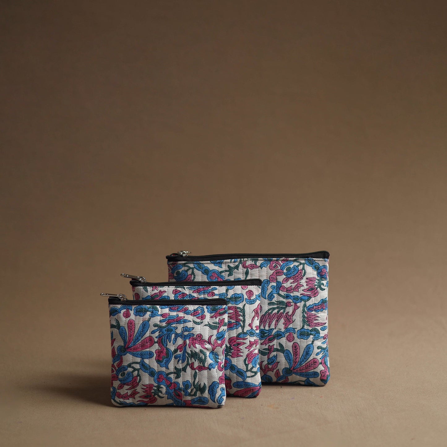 Multicolor Handmade Cotton Multipurpose Utility Pouches (set of 3)