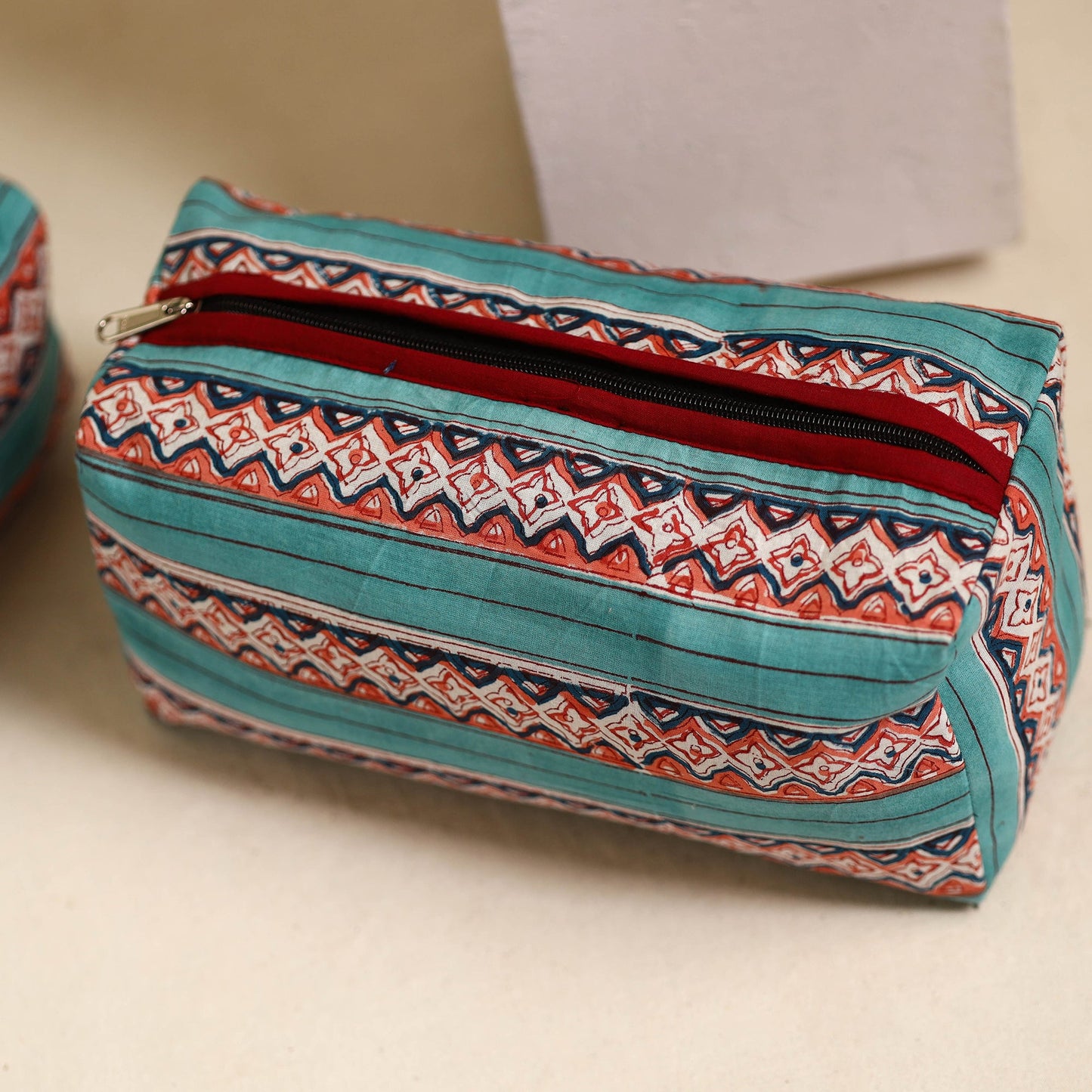 Multicolor Handmade Cotton Toiletry Bags (Set of 3)