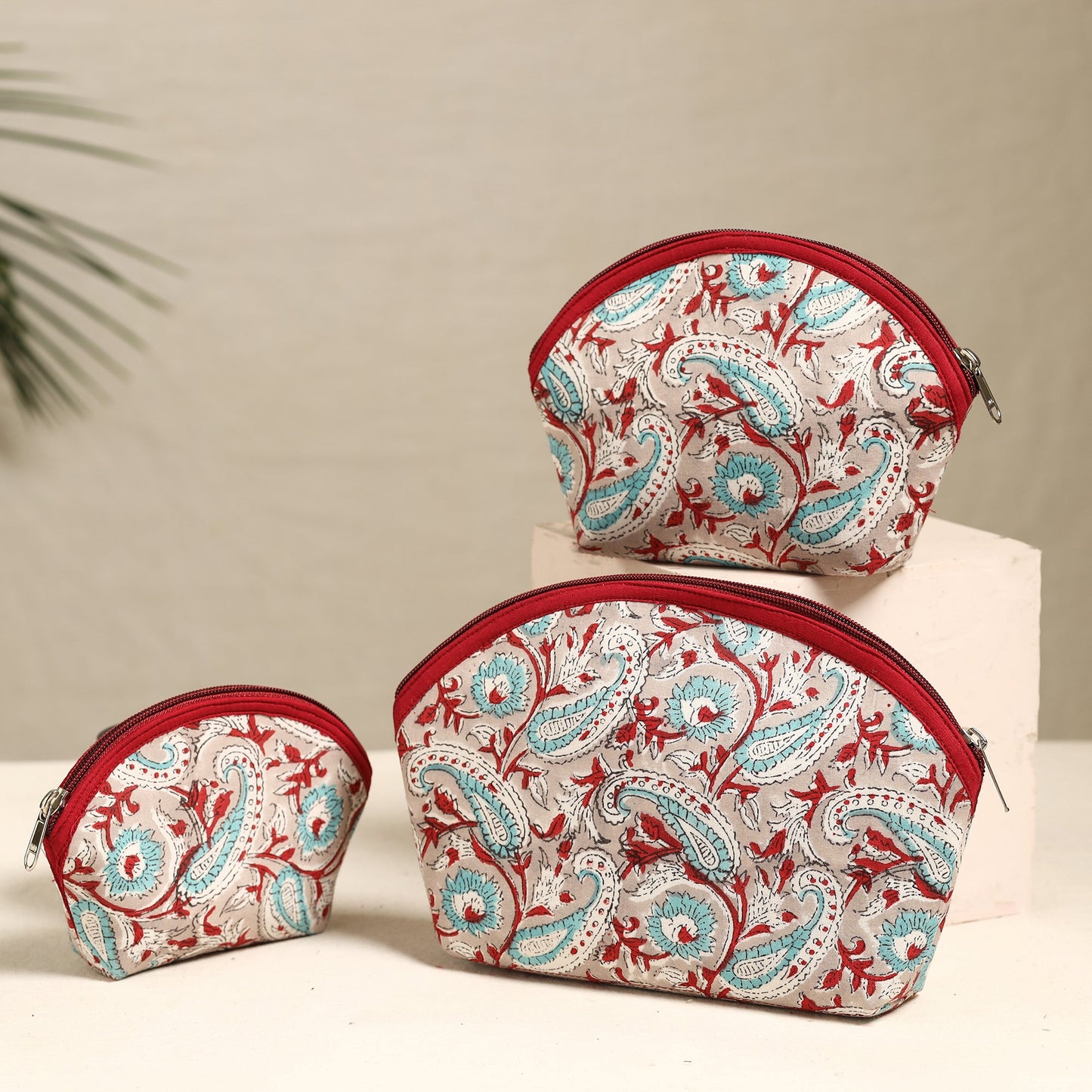 Multicolor Handmade Cotton Toiletry Bags (Set of 3)