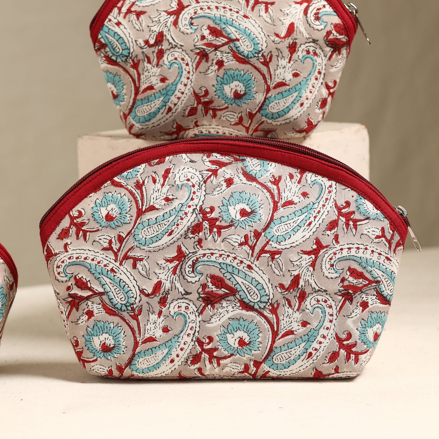 Multicolor Handmade Cotton Toiletry Bags (Set of 3)