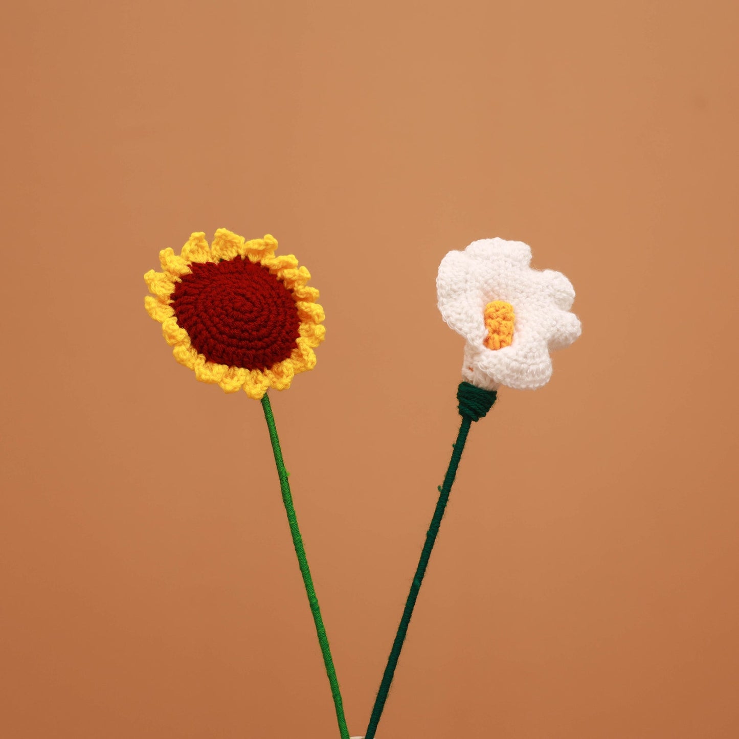 Handmade crochet flower sticks (set of 2) 05 - handcrafted