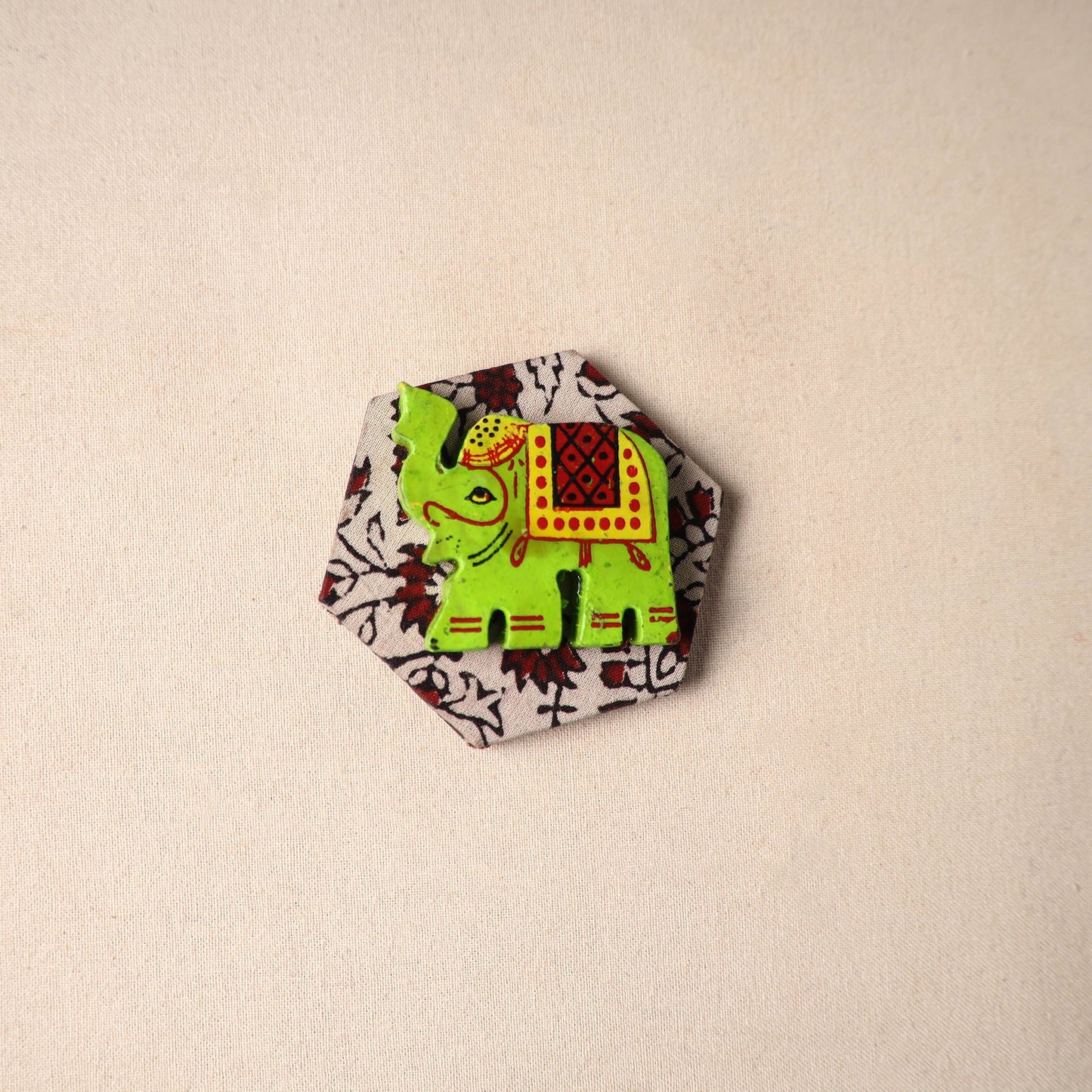 Multicolor - handmade fabart wooden magnet 55 - handcrafted