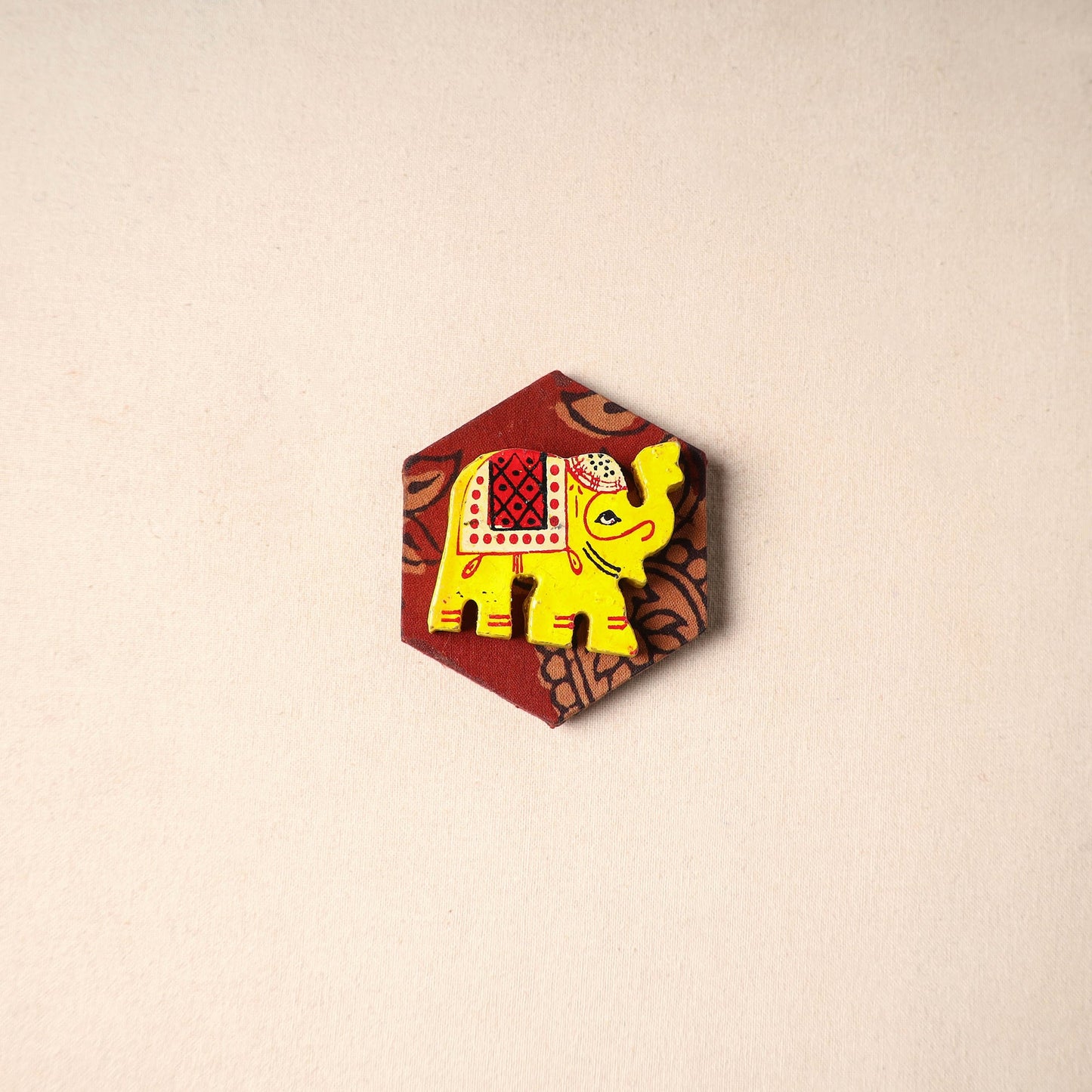 Multicolor - handmade fabart wooden magnet 60 - handcrafted