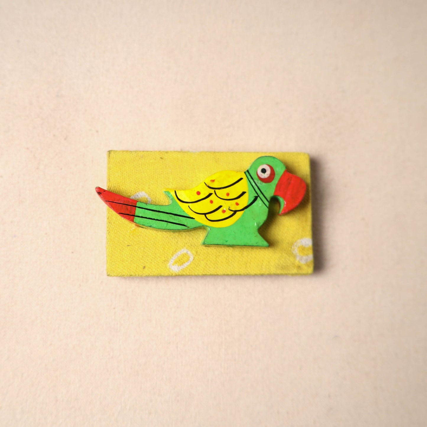 Multicolor - handmade fabart wooden magnet 66 - handcrafted