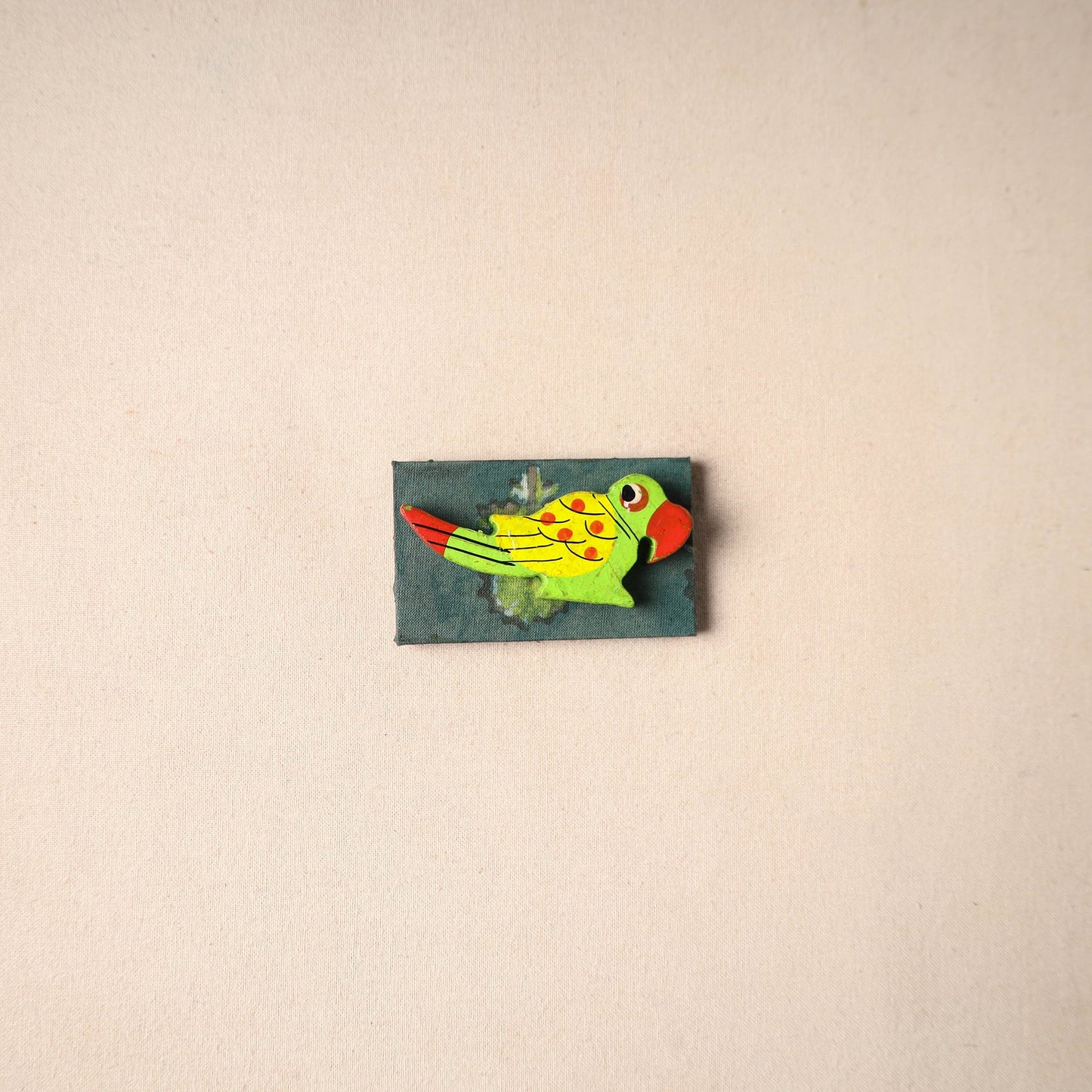 Multicolor - handmade fabart wooden magnet 70 - handcrafted