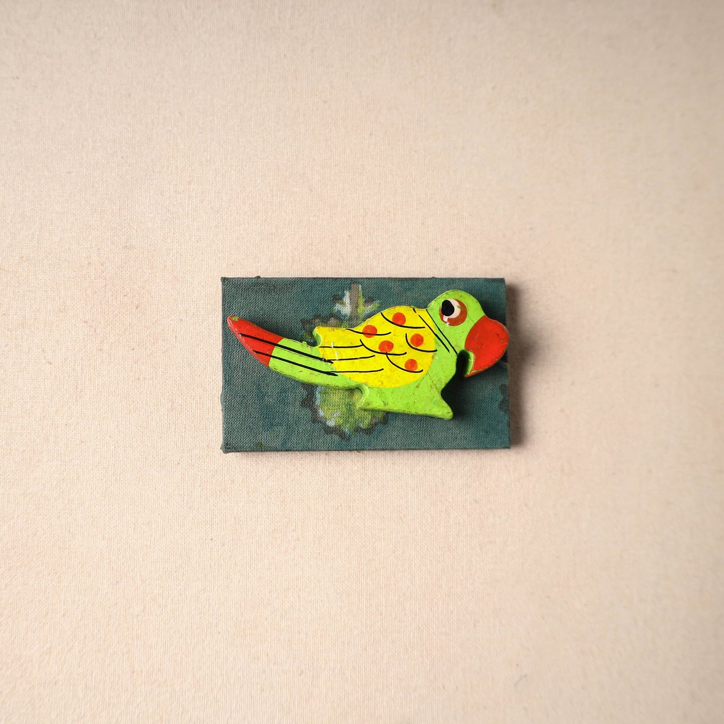 Multicolor - handmade fabart wooden magnet 70 - handcrafted