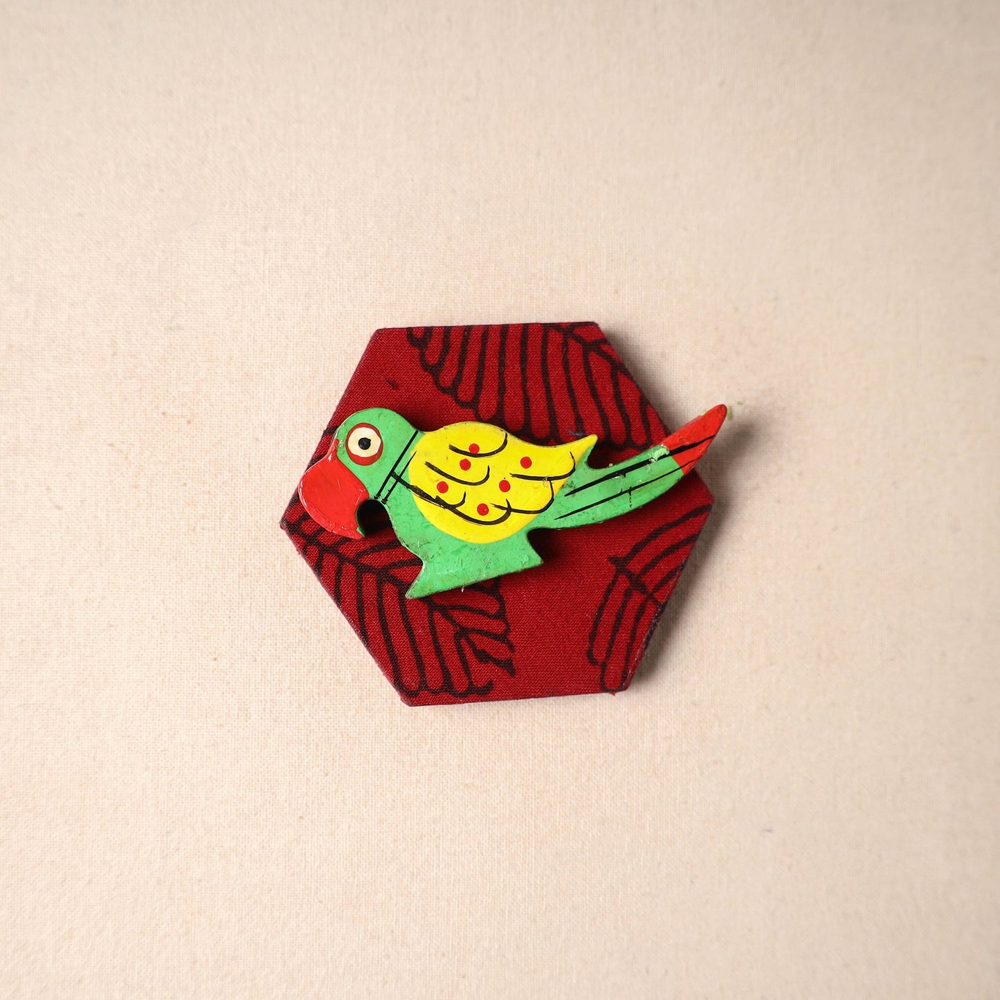 Multicolor - handmade fabart wooden magnet 72 - handcrafted