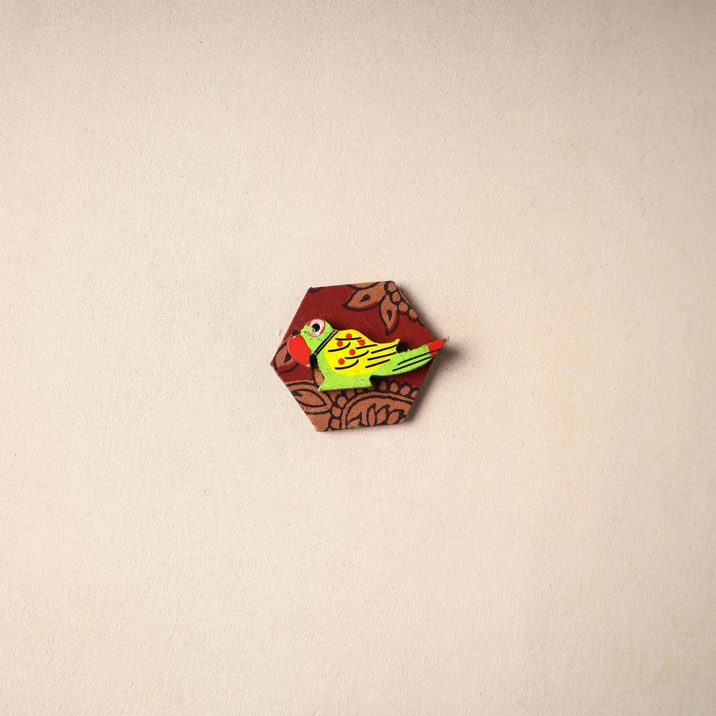 Multicolor - handmade fabart wooden magnet 75 - handcrafted