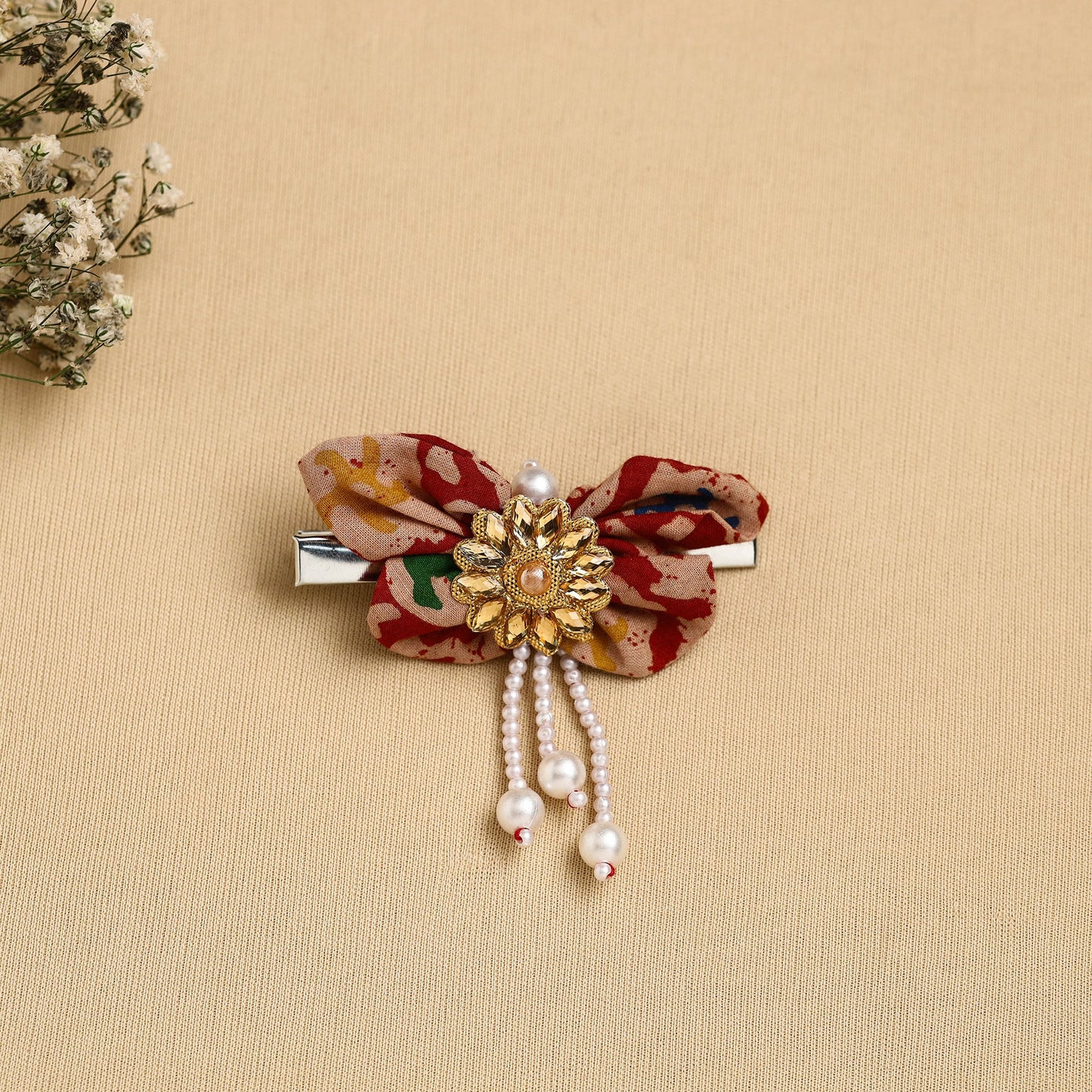 Handmade Fabric Flower Hair Clip Online in India