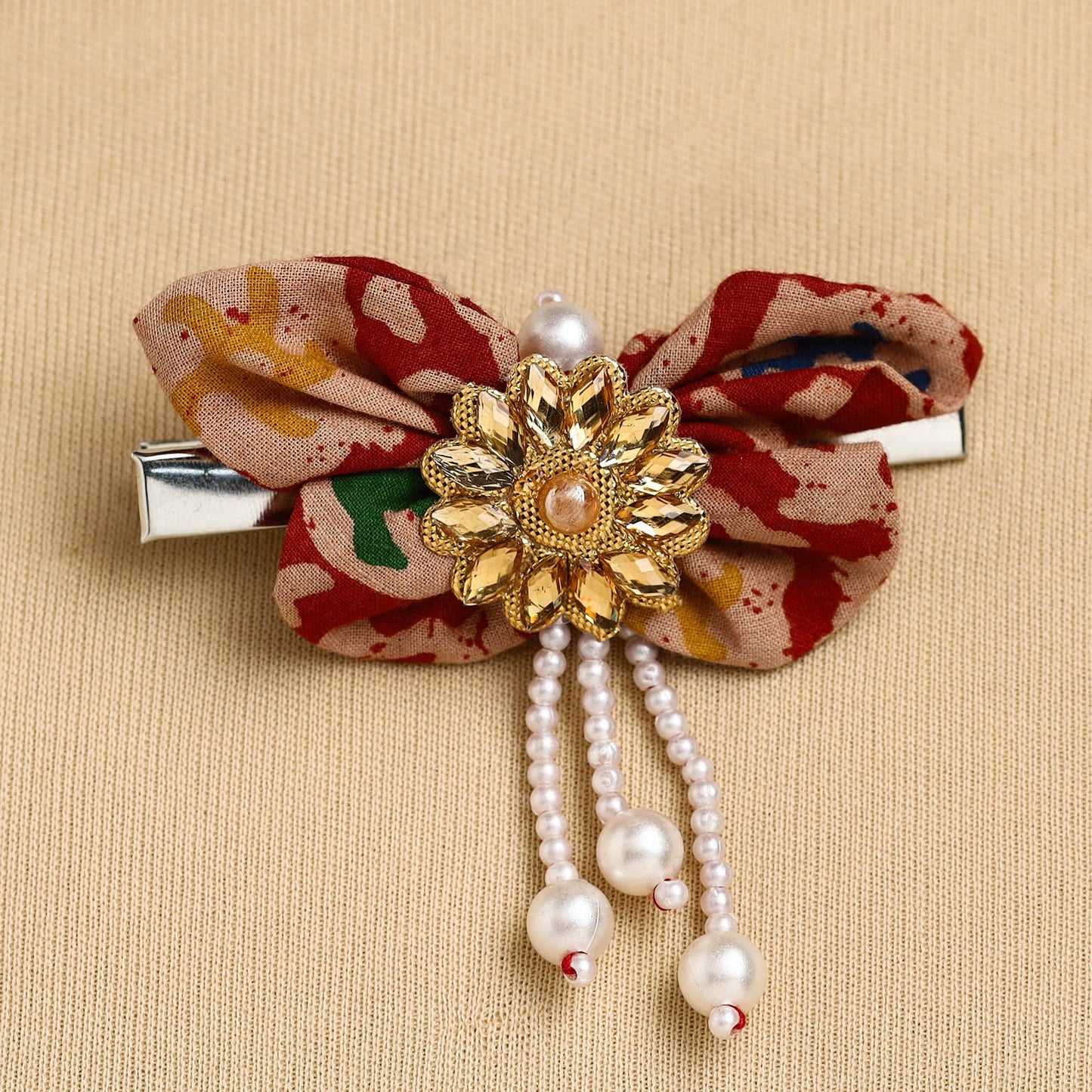 Handmade Fabric Flower Hair Clip Online in India