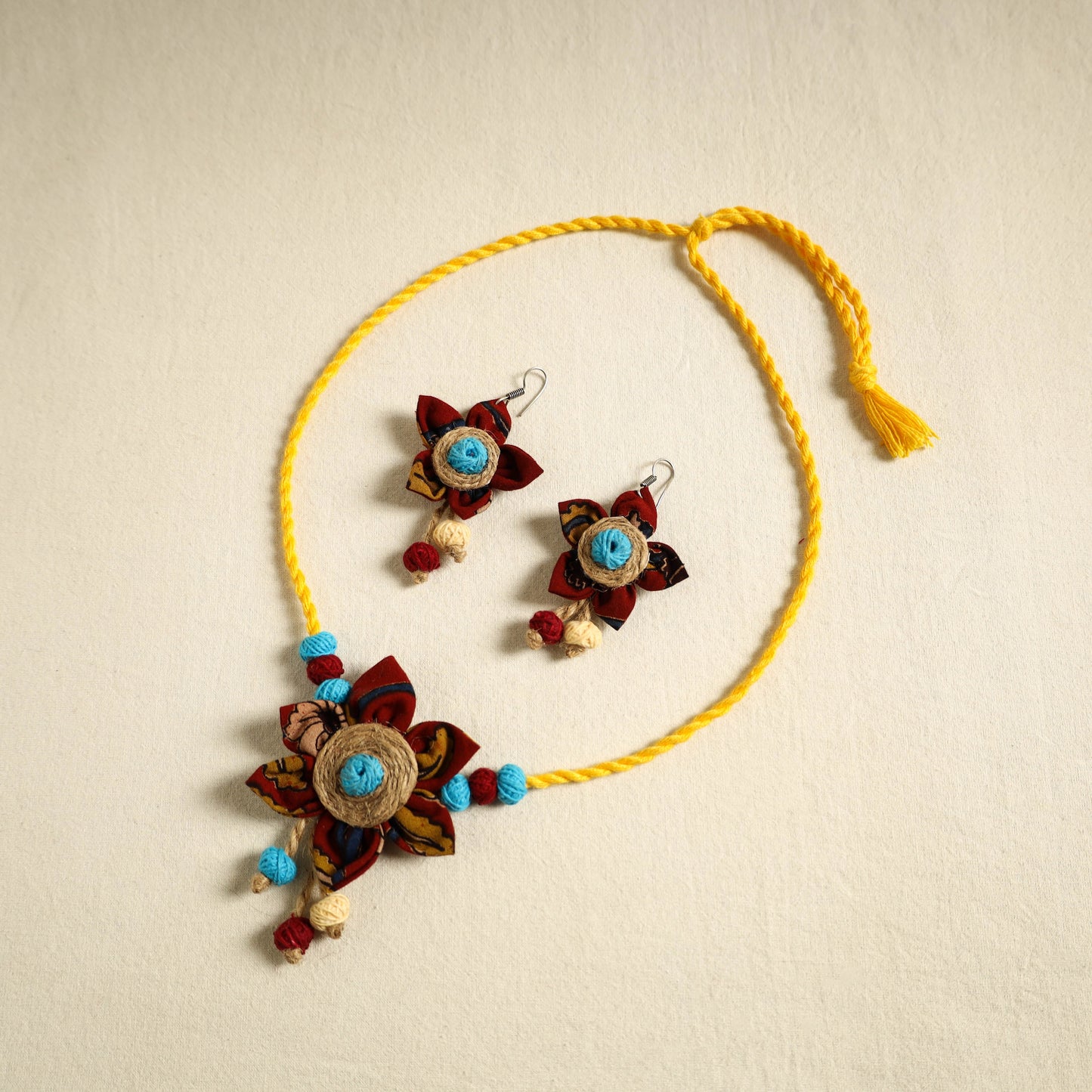 Handmade Jute Fabart Necklace Set