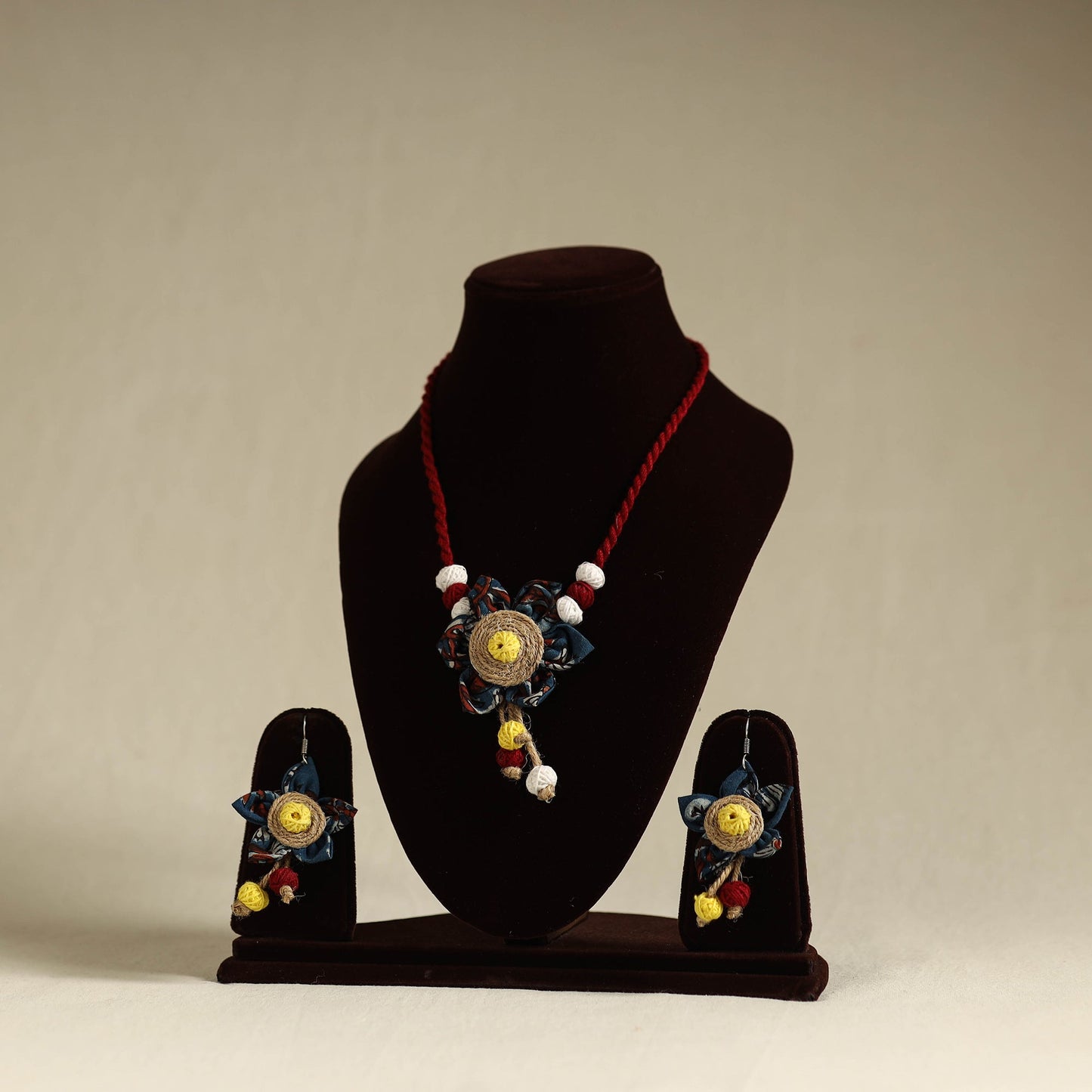 Handmade Jute Fabart Necklace Set