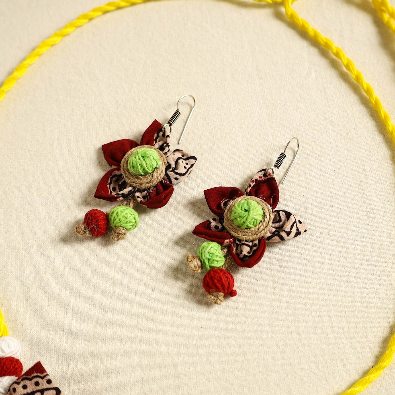 Buy Handmade Jute Fabart Necklace Set